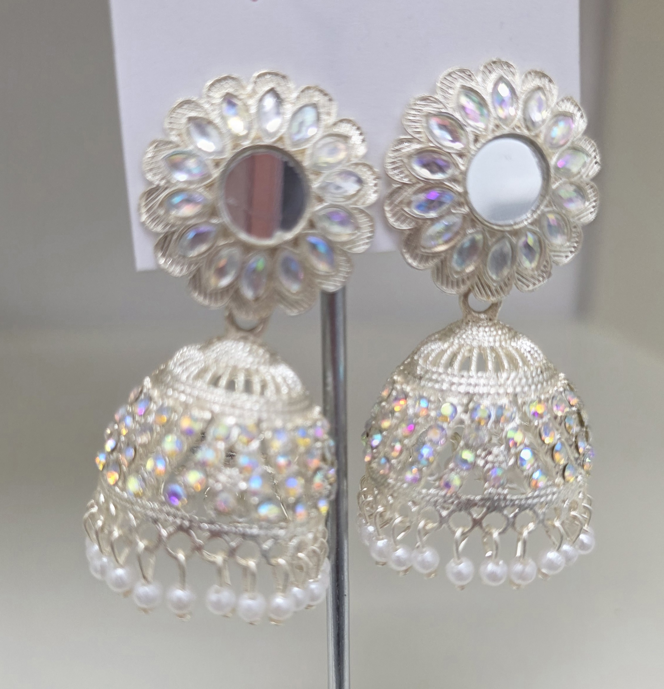 Mirror Work Jhumka Earrings