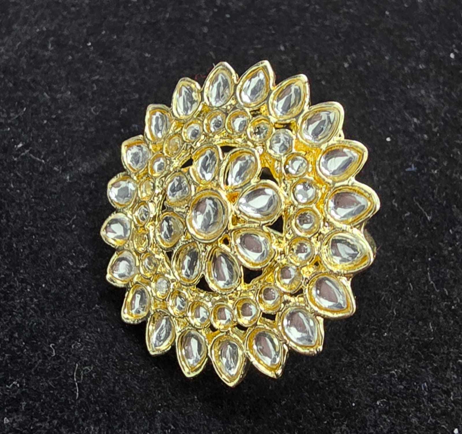 Golden Kundan style Statement Ring