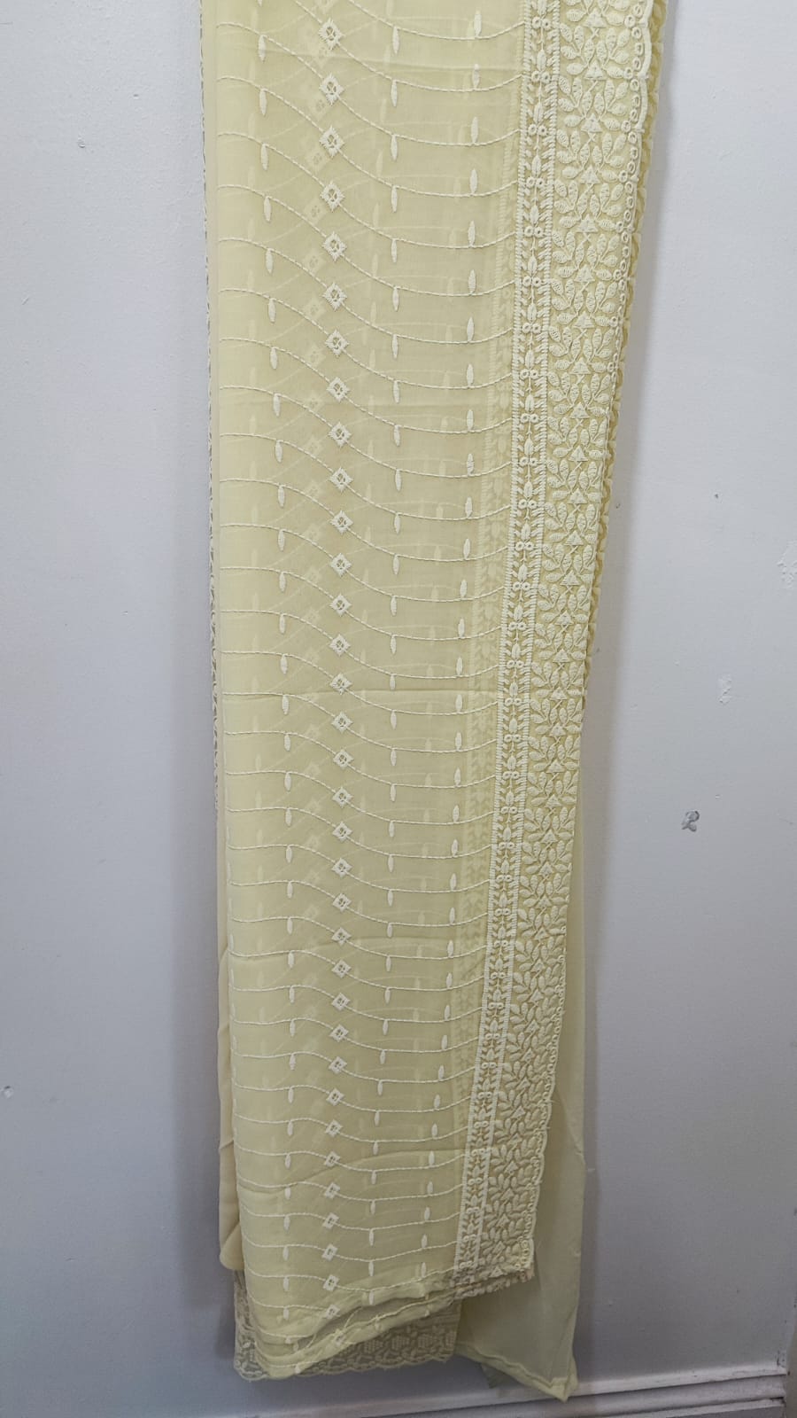 Pastel Yellow Chickenkari 3 piece suit in lemon colour 