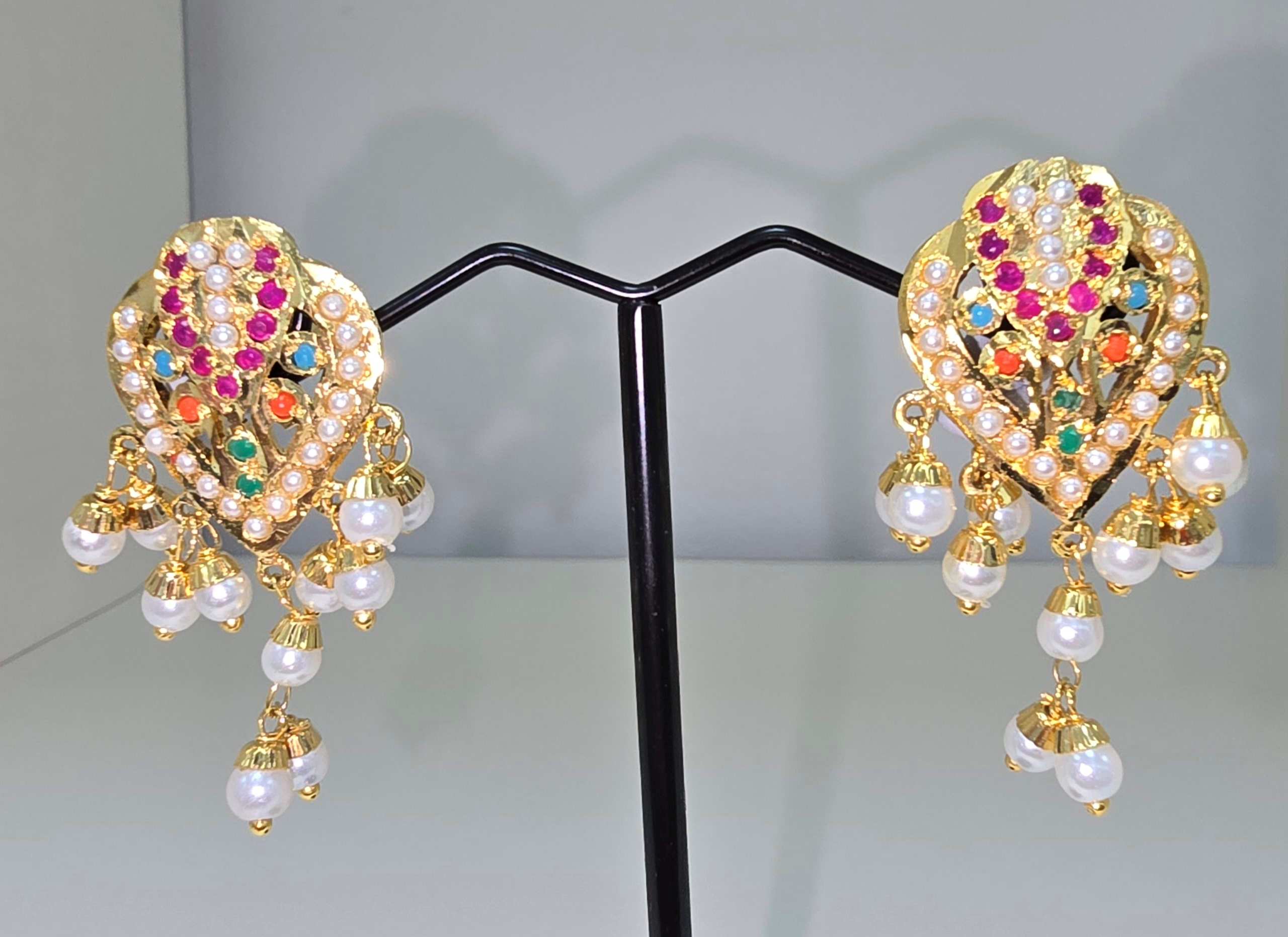 Traditional Gold-Plated Pearl Earrings