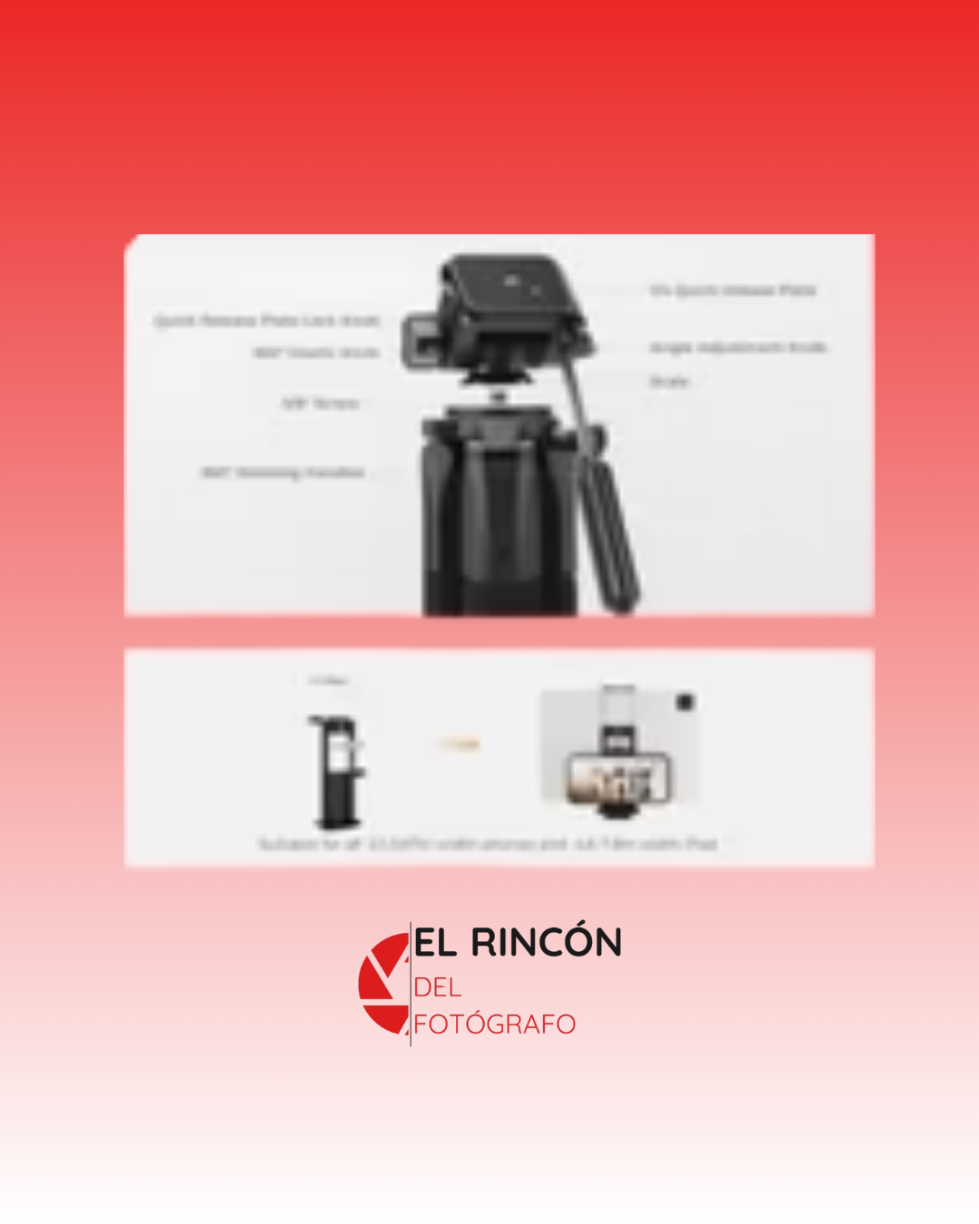 Trípode K&F Concept para cámaras, celulares y tabletas, 190cm, 4kg