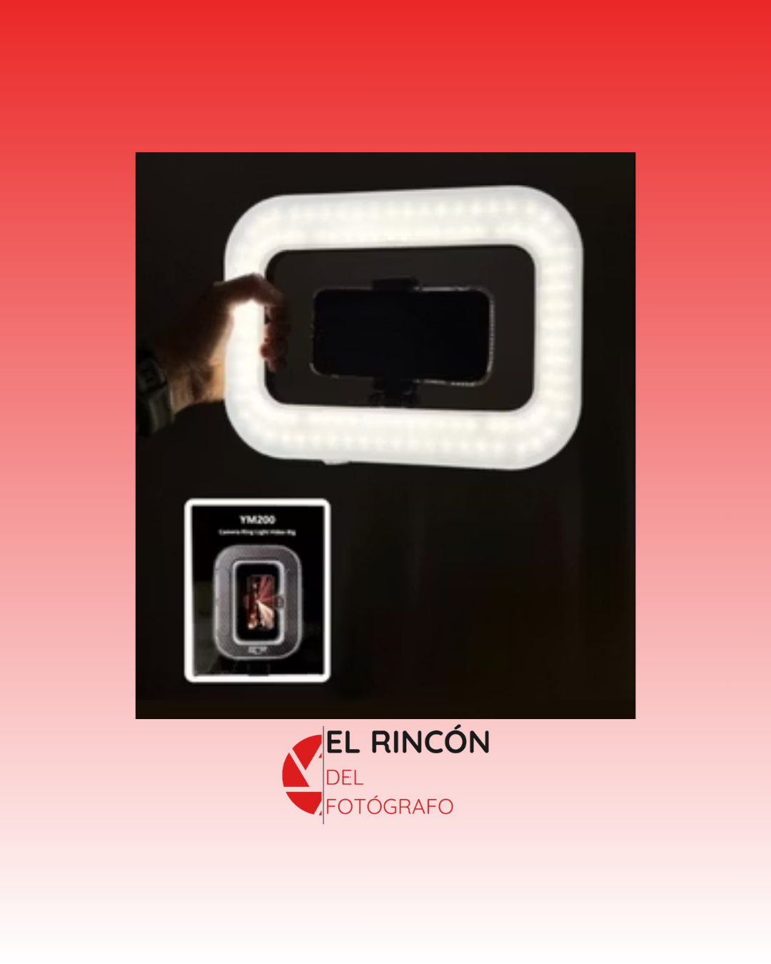 Aro de Luz Cuadrada Estabilizadora Tres Tonos Recargable