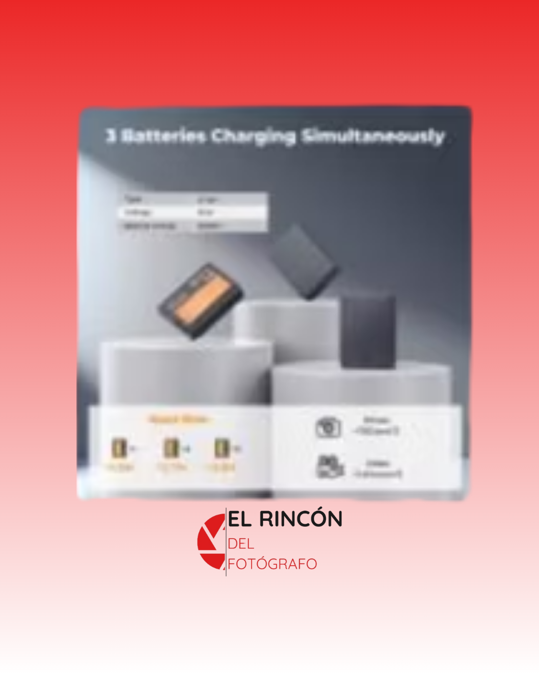 Cargador triple para baterías de cámara