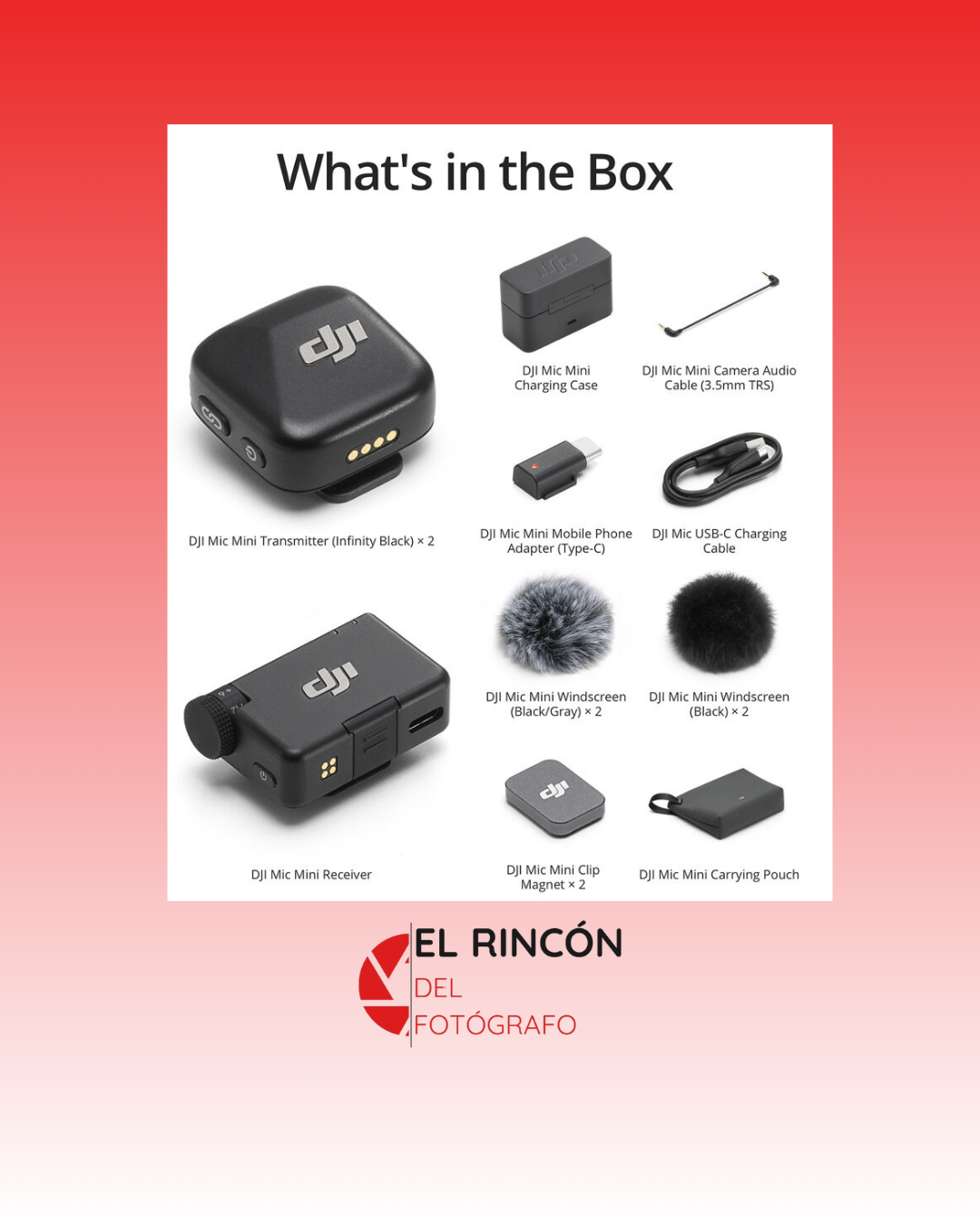 Micrófono DJI Mic Mini (2 TX + 1 RX + estuche de carga)