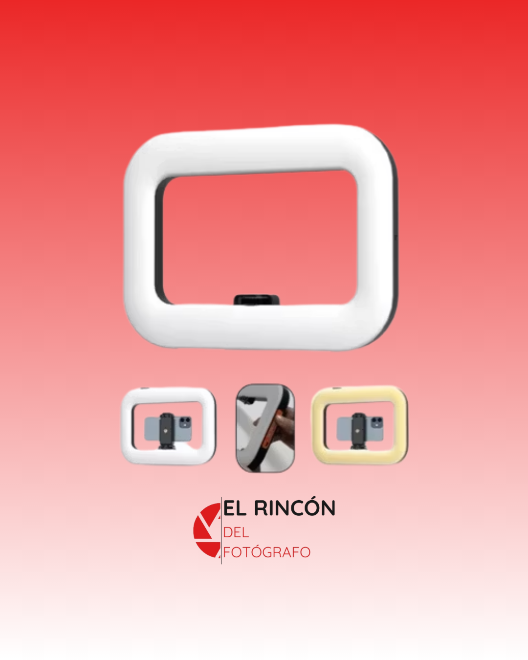 Aro de Luz Cuadrada Estabilizadora Tres Tonos Recargable