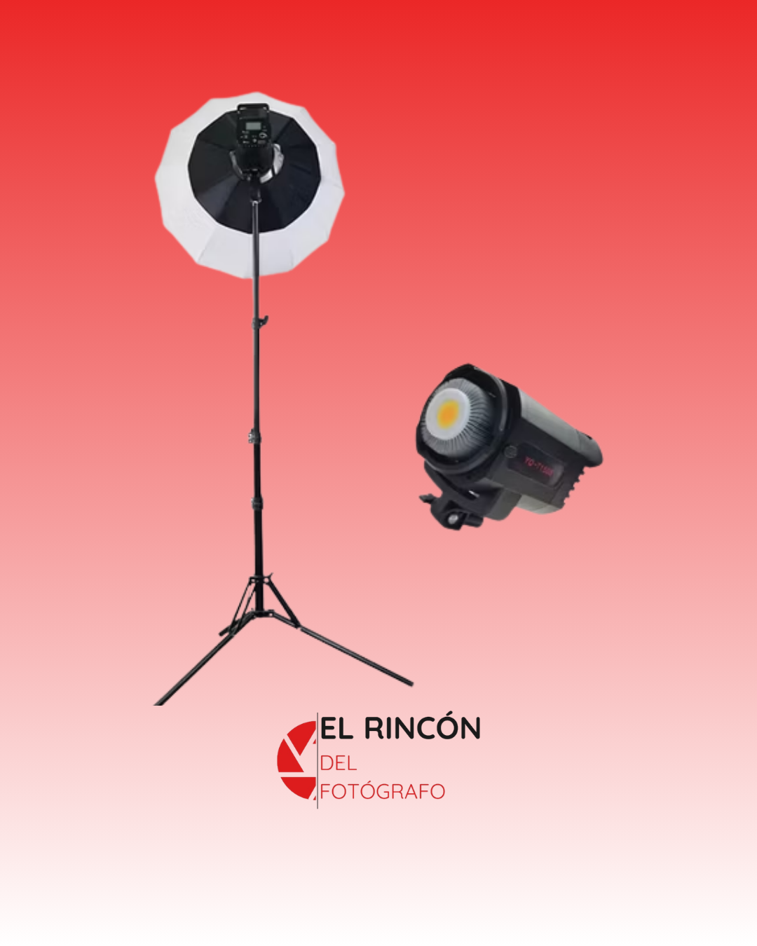 Kit Iluminador YQ-T150 Softbox Soporte Fotos Videos Profesionales Negro Blanco Frío