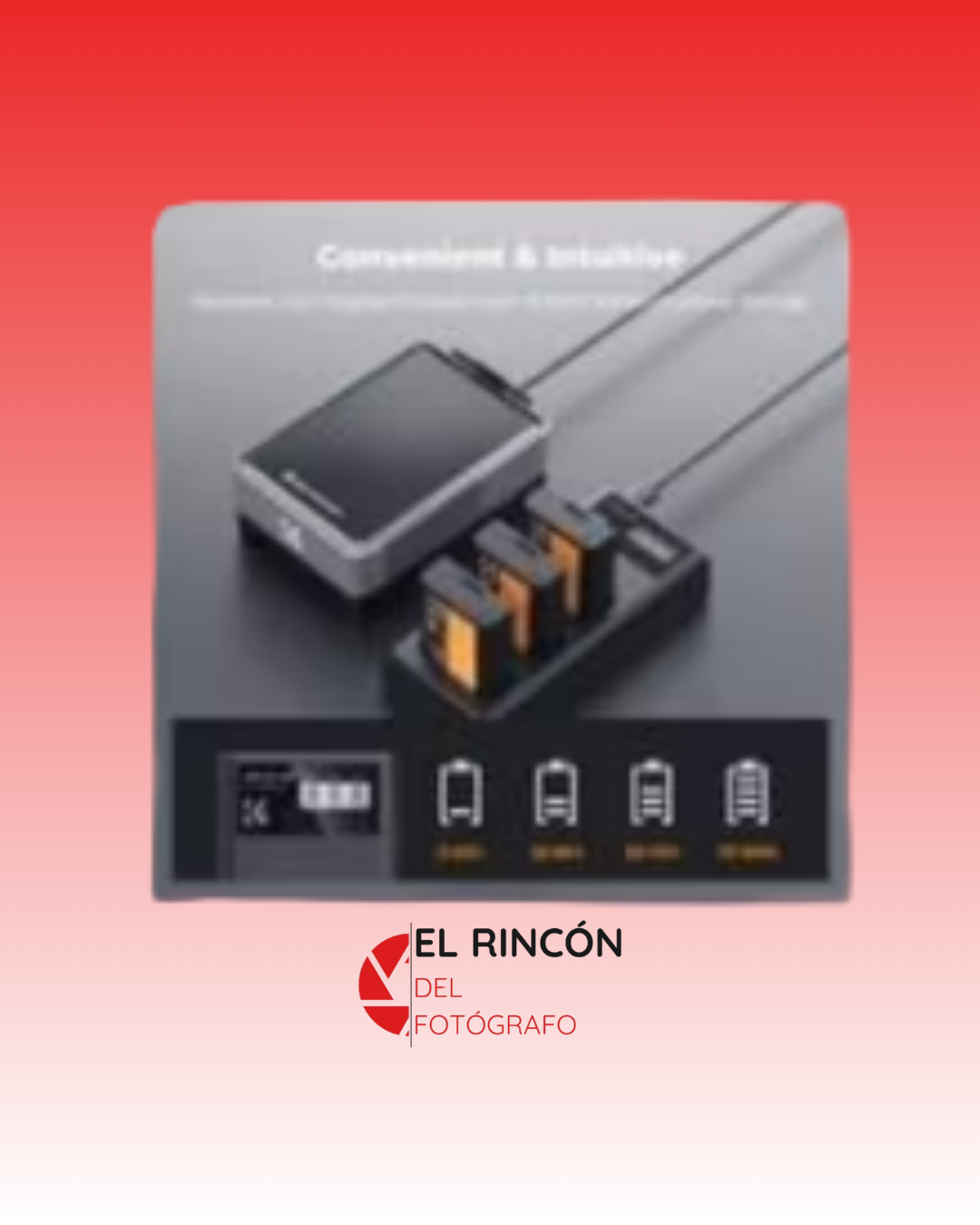 Cargador triple para baterías de cámara