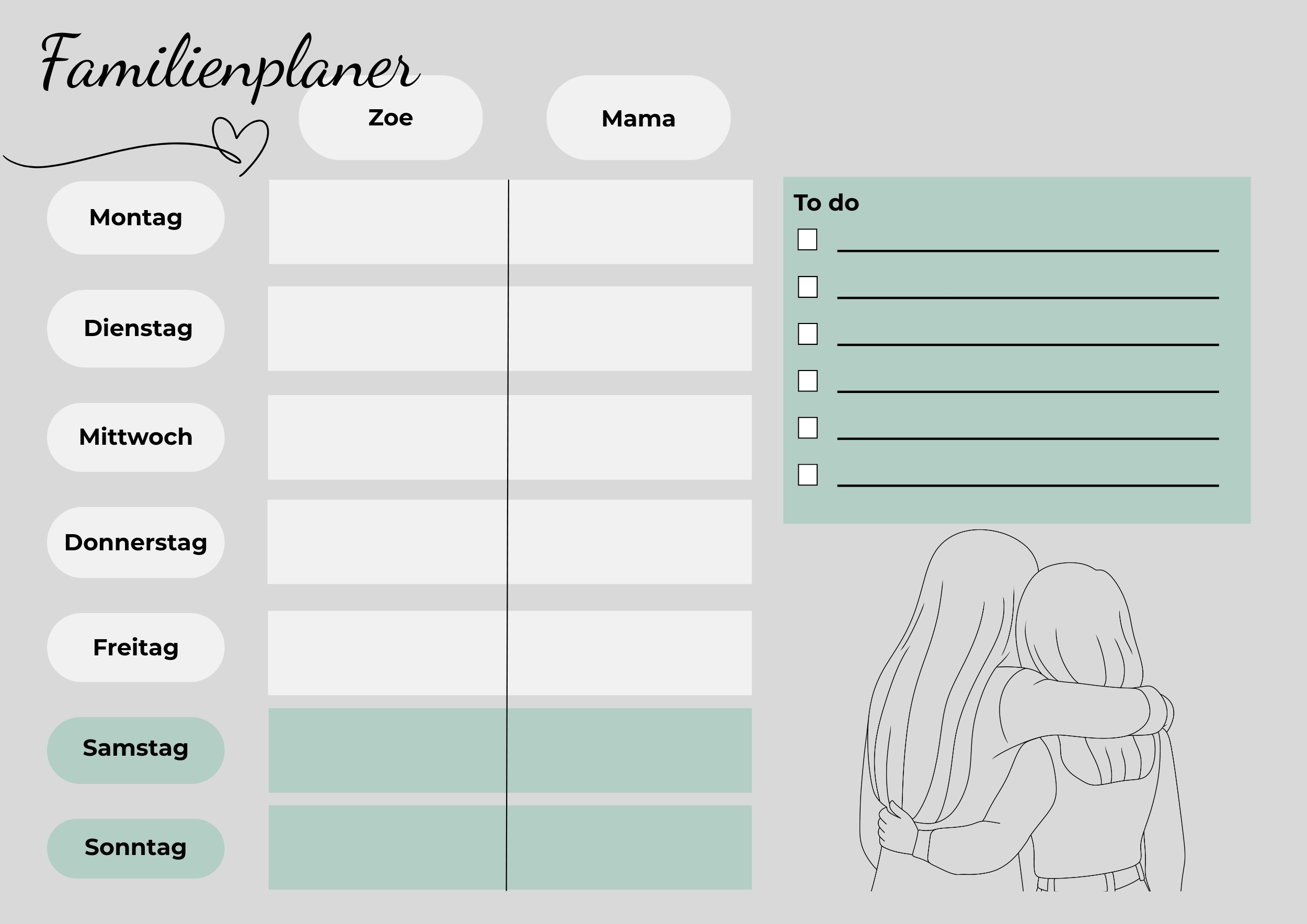 Digitaler Familienwochenplan - 2 Personen
