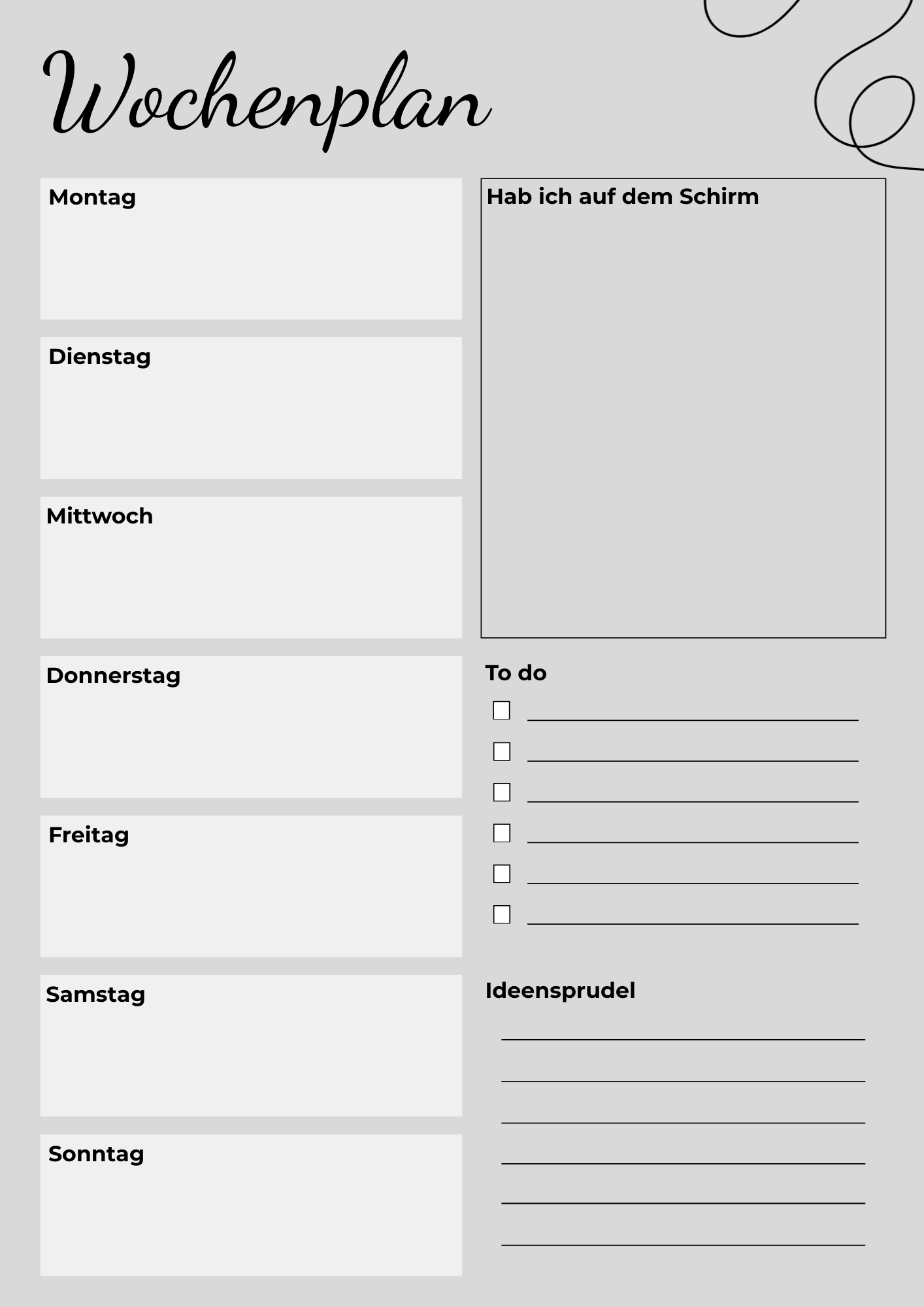 Digitaler Wochenplan - A4