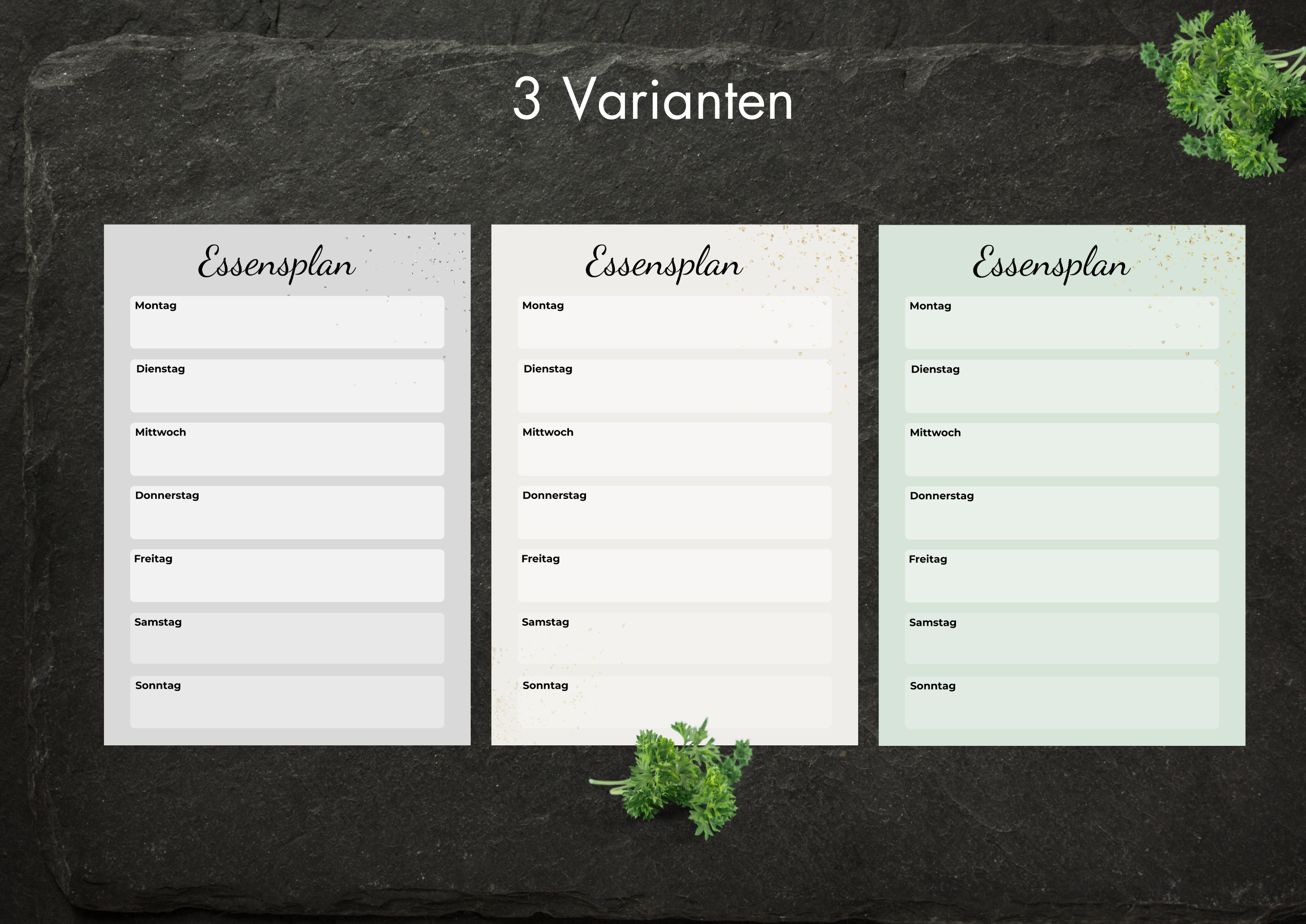 Essensplaner 3 Varianten - A5 Format