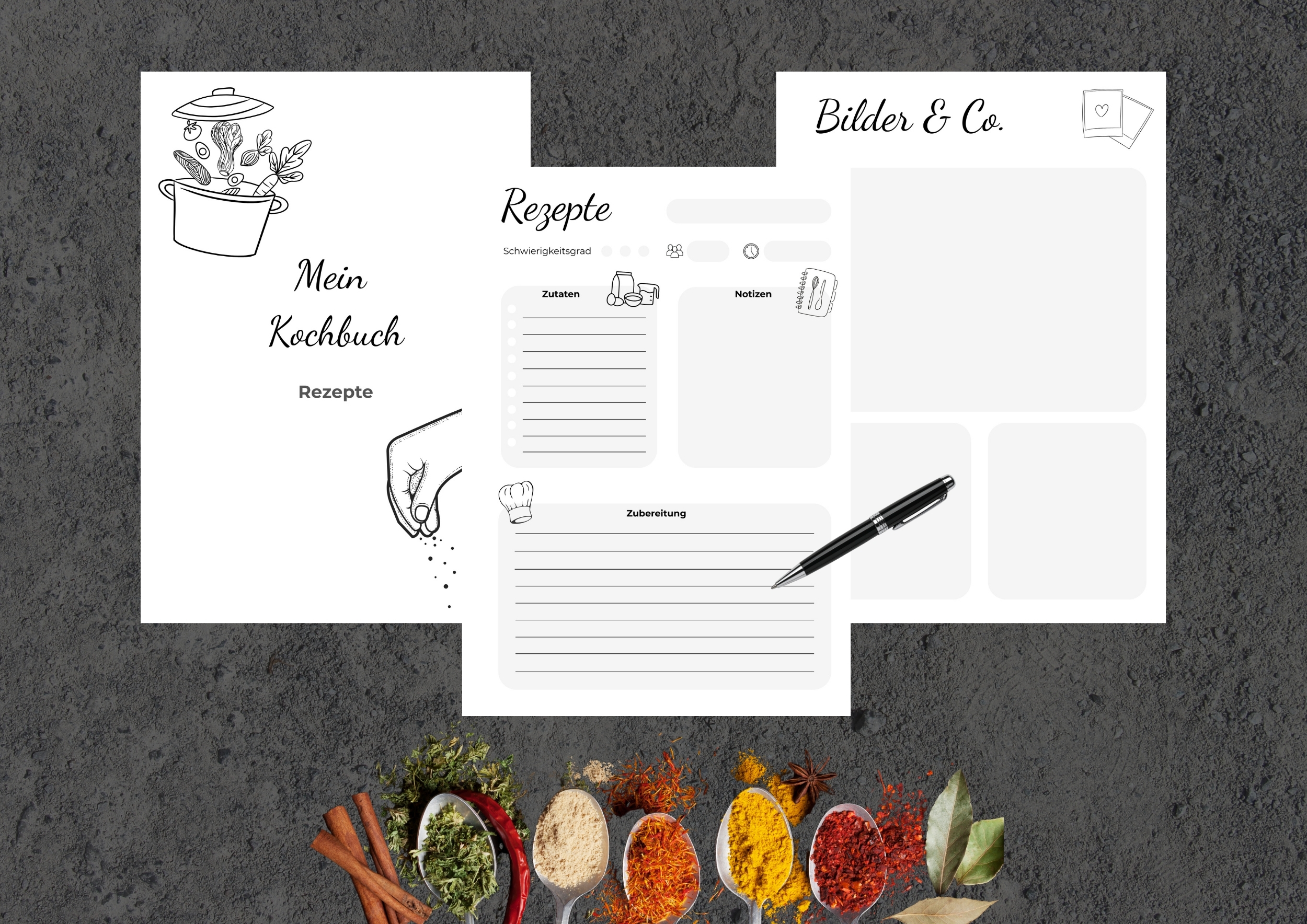 Digitale Rezeptvorlage - Rezeptvorlage Bundle im A4 Format