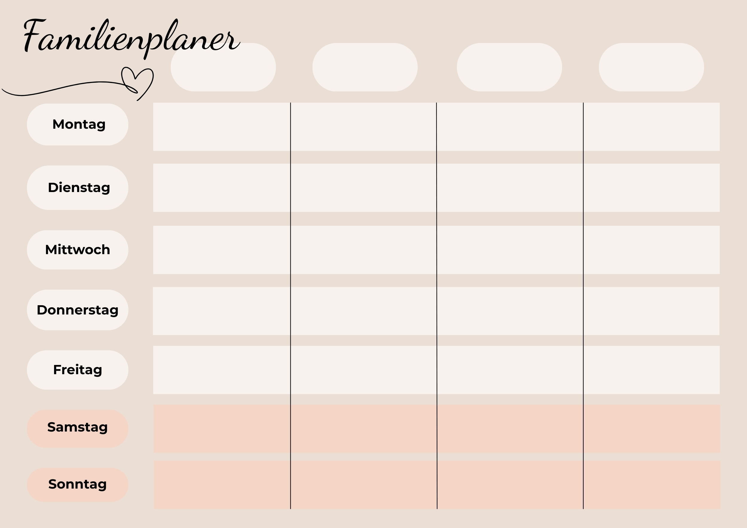 Familienwochenplan - 4 Personen
