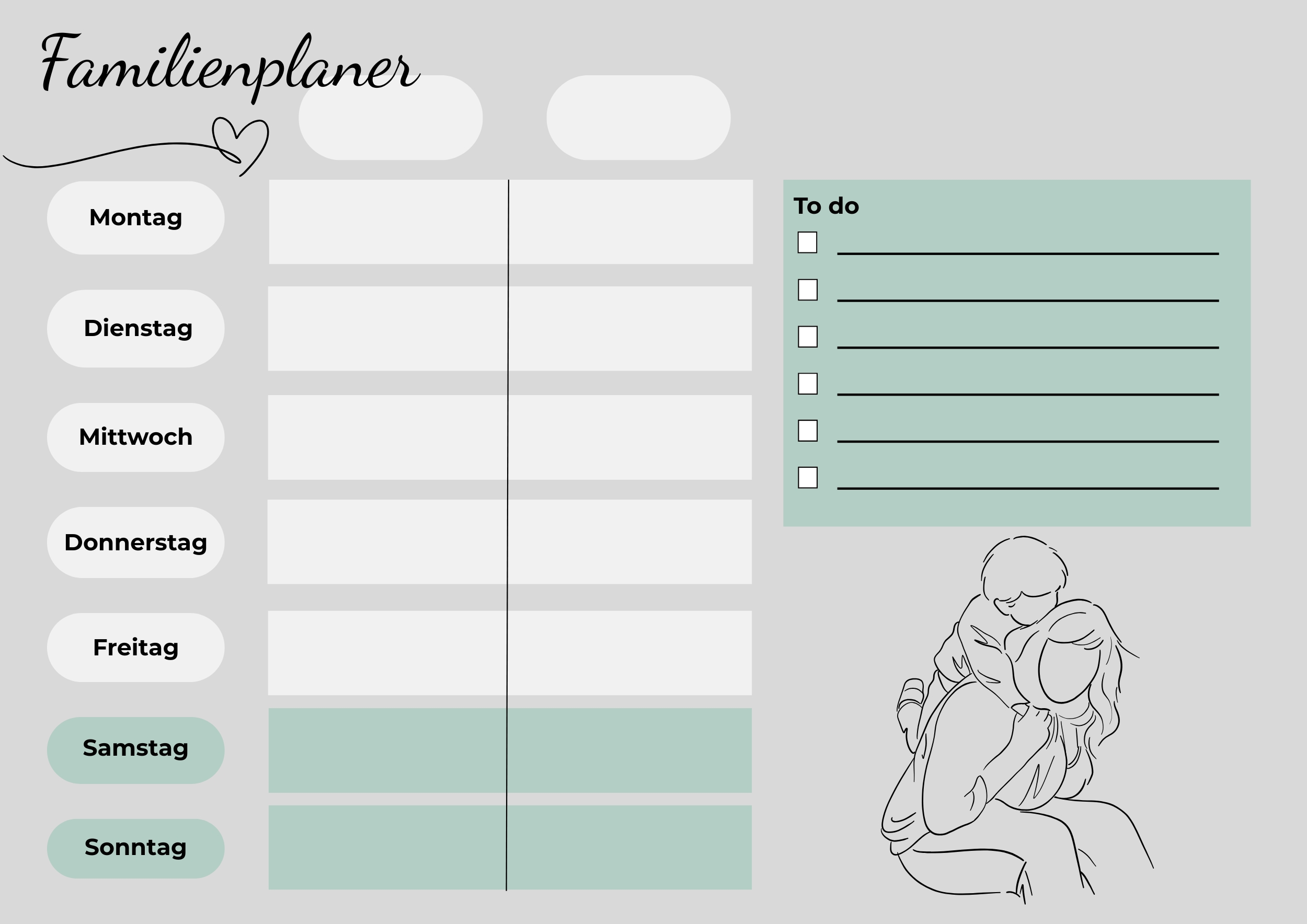 Digitaler Familienwochenplan - 2 Personen
