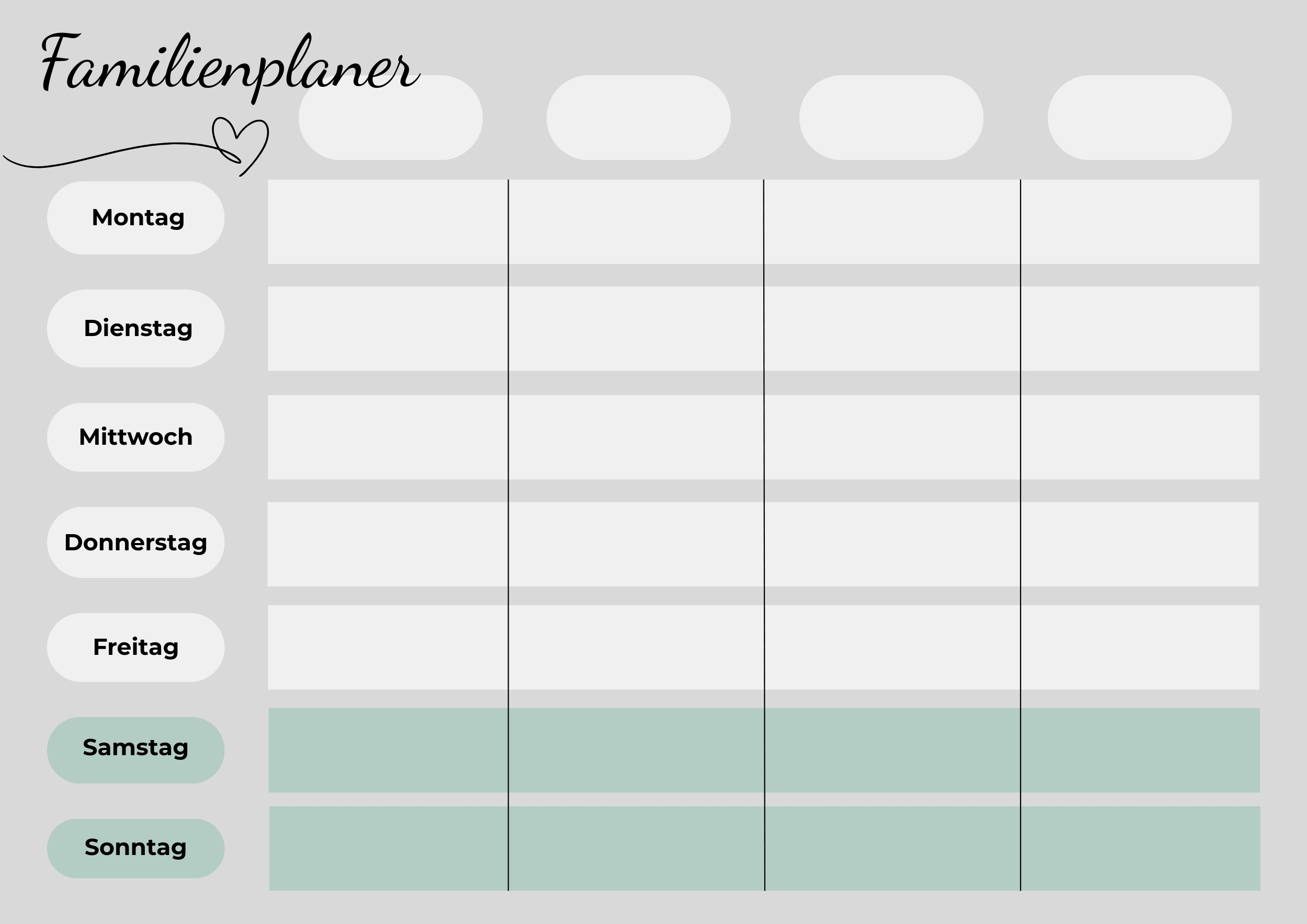 Digitaler Familienwochenplan - 4 Personen