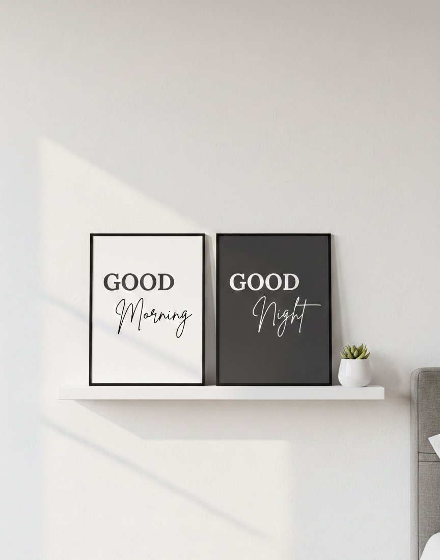 Digitale Schlafzimmer Wanddeko 2er Set, Wandbild Schlafzimmer