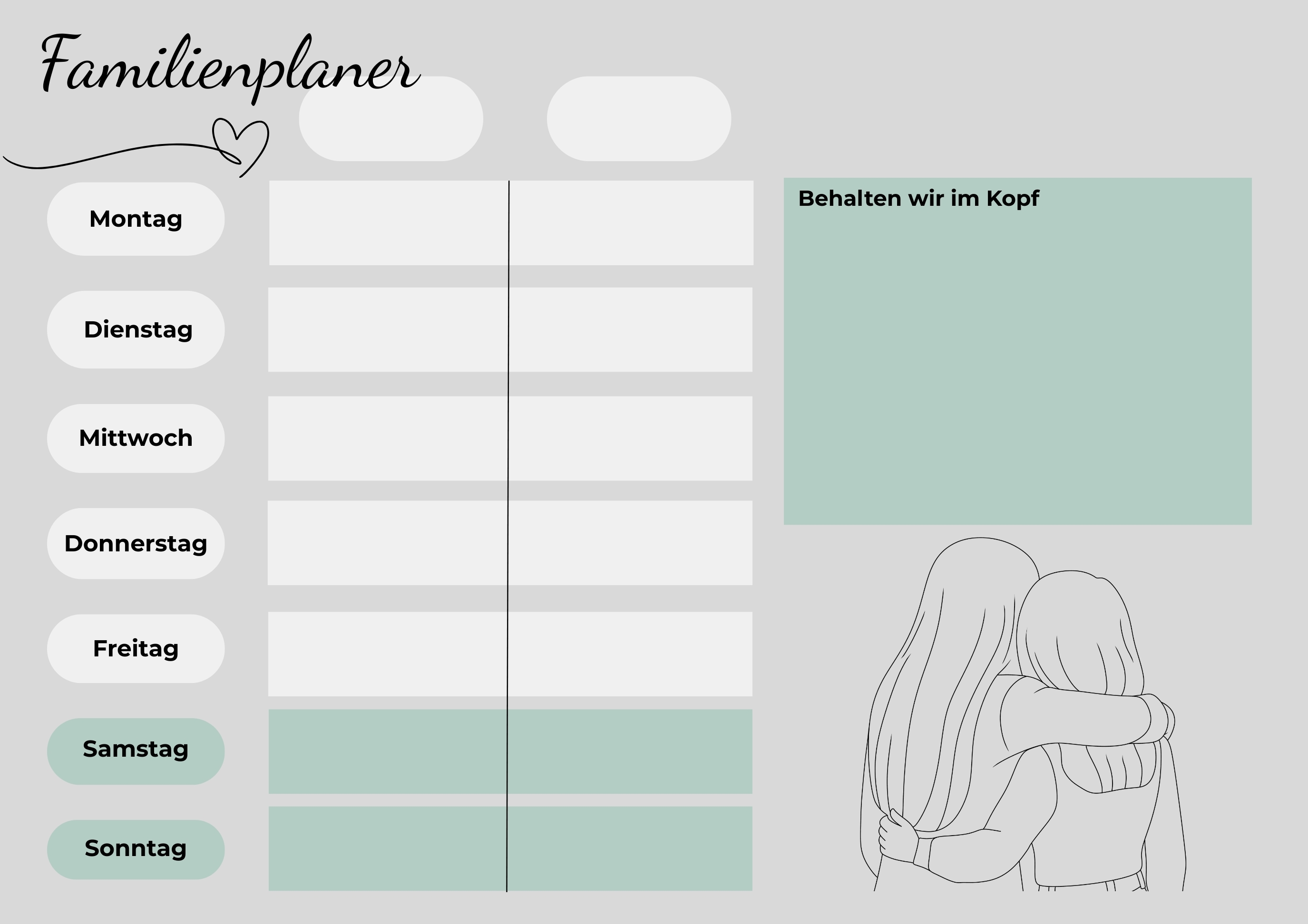  Familienwochenplan - 2 Personen