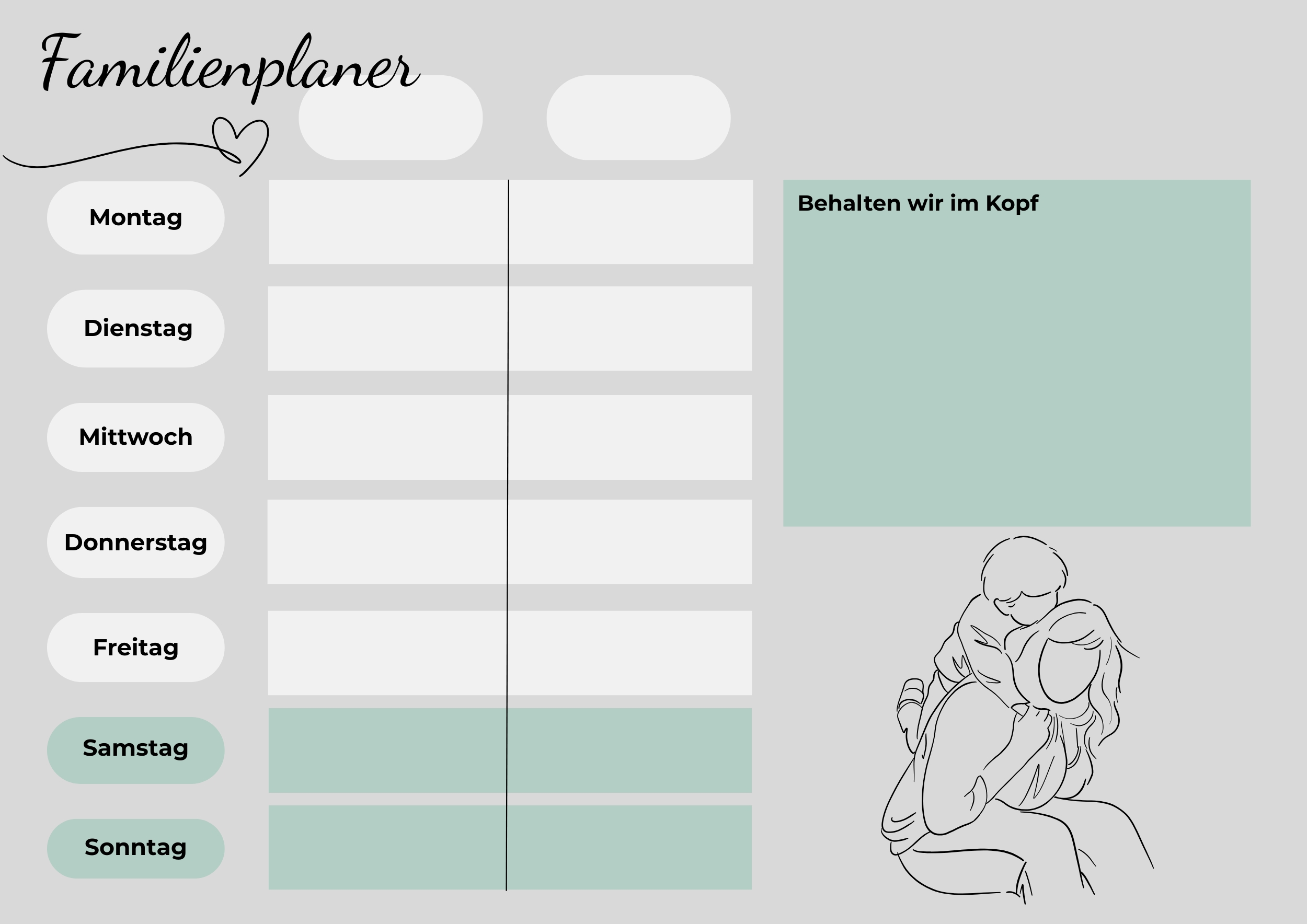  Familienwochenplan - 2 Personen