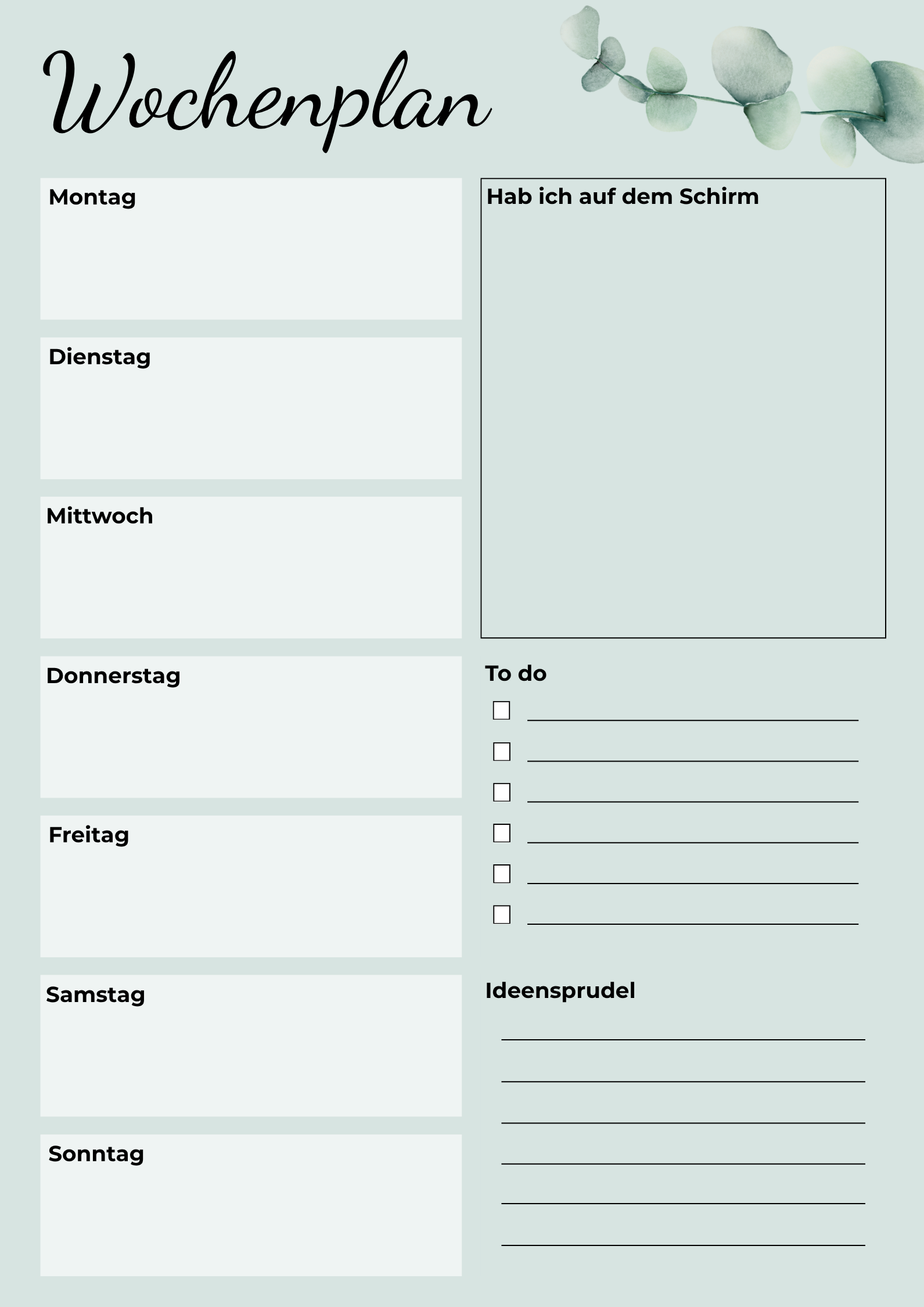 Digitaler Wochenplan - A4