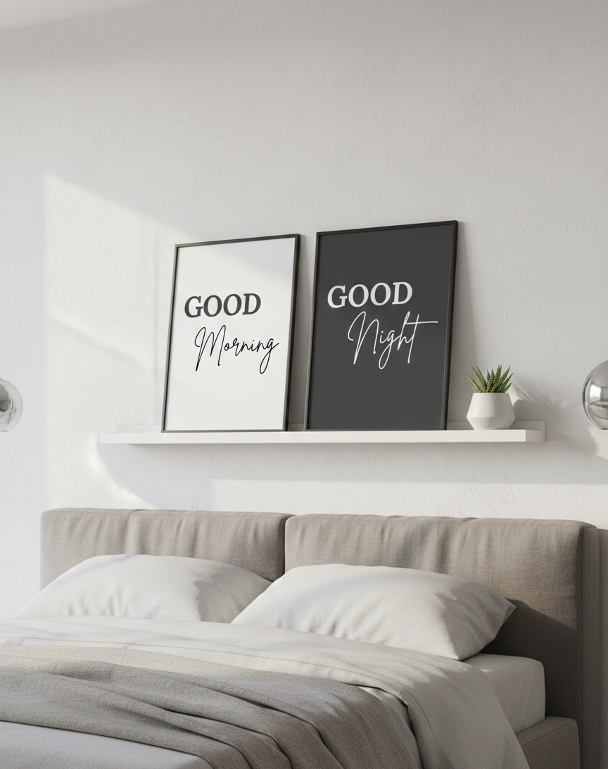 Digitale Schlafzimmer Wanddeko 2er Set, Wandbild Schlafzimmer