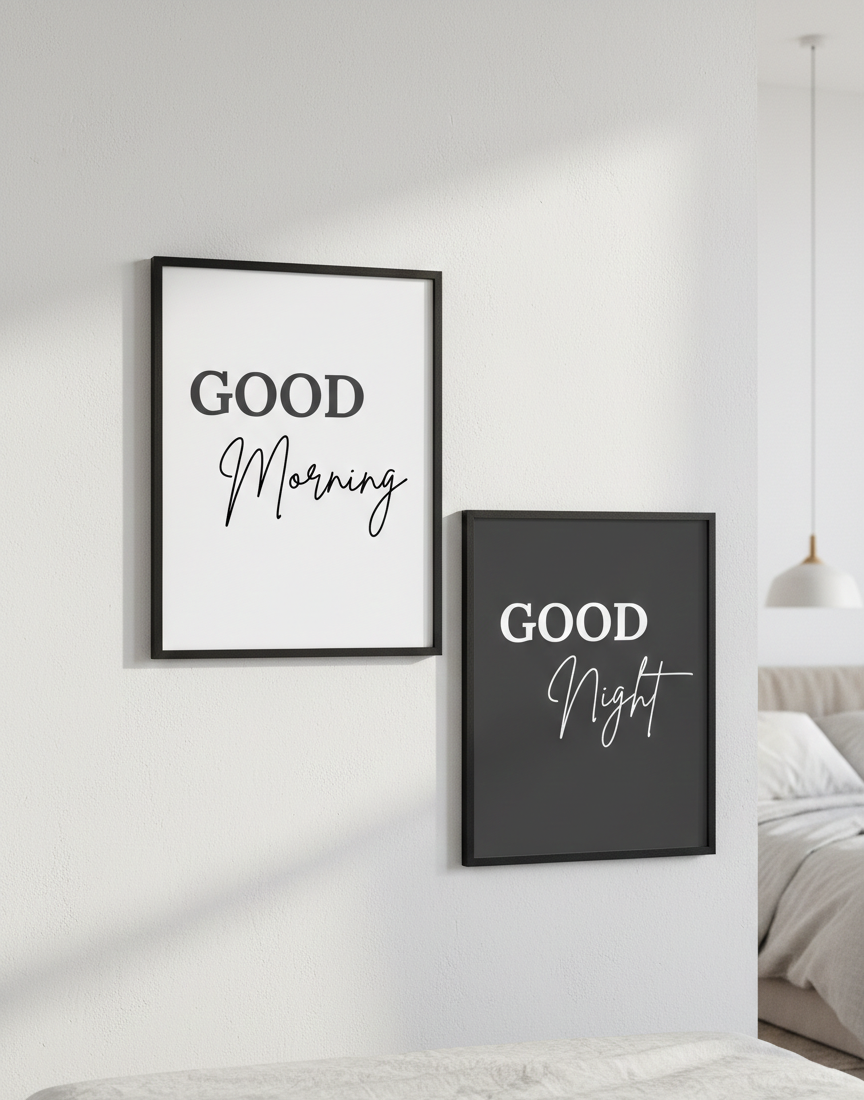 Digitale Schlafzimmer Wanddeko 2er Set, Wandbild Schlafzimmer