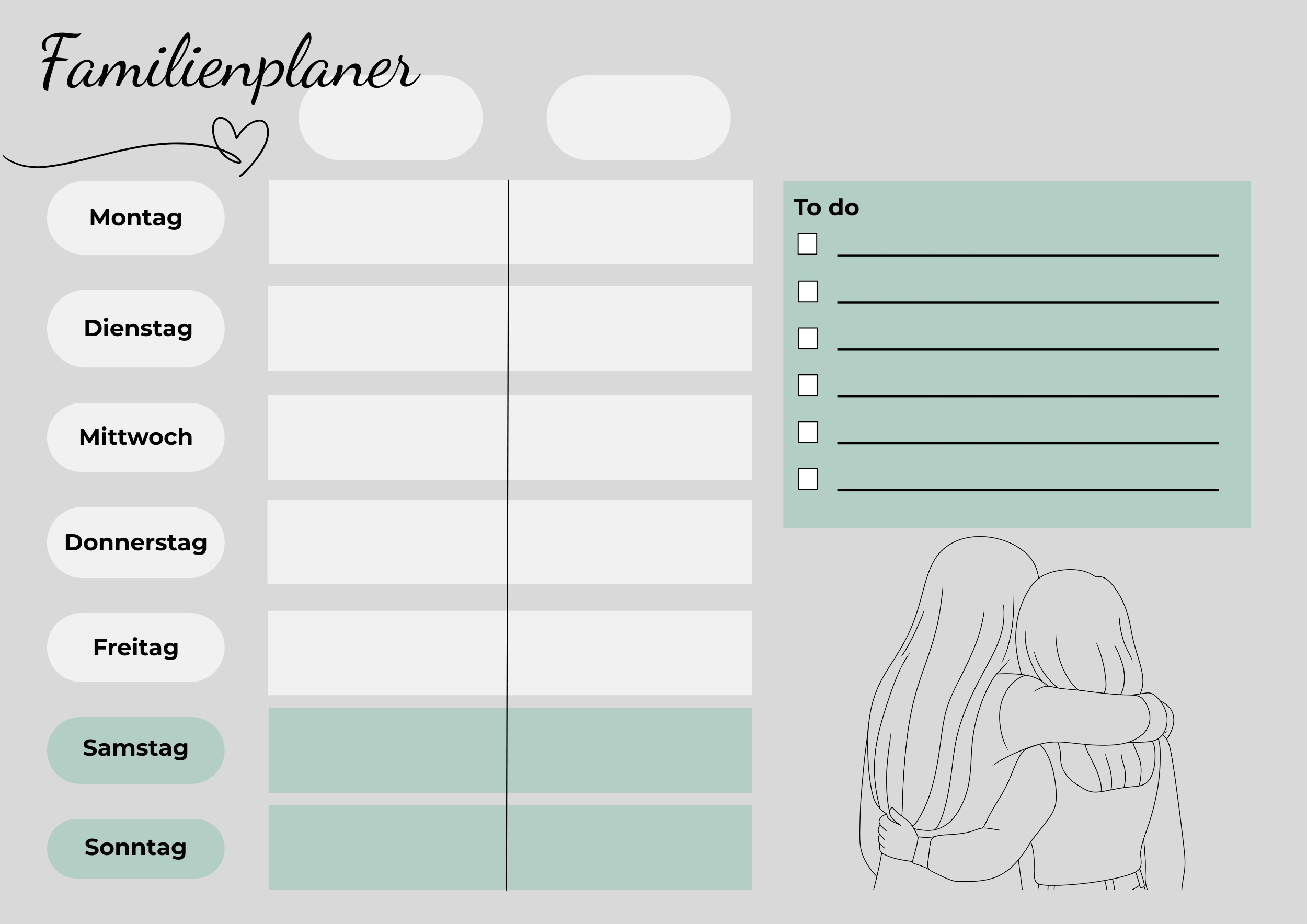  Familienwochenplan - 2 Personen