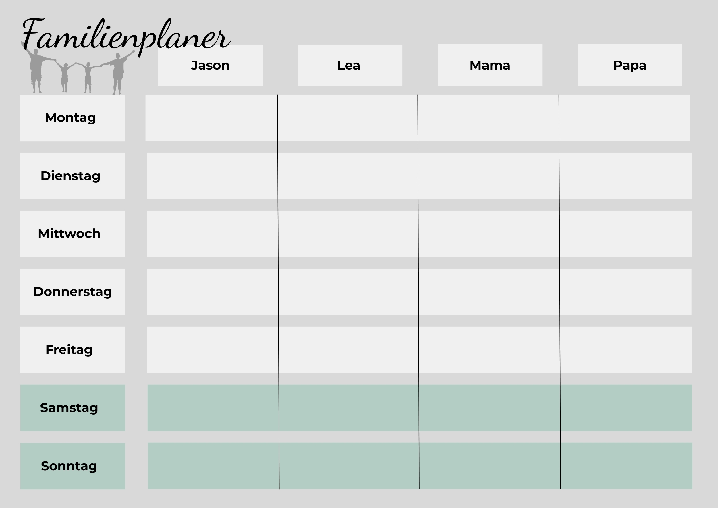 Digitaler Familienwochenplan - 4 Personen