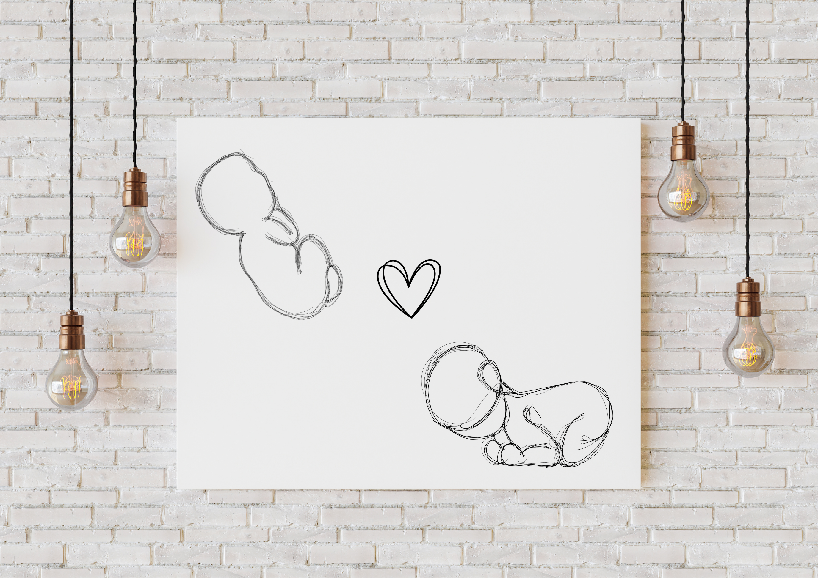 Baby Silhouette, Geburtskarte - 3 Silhouetten