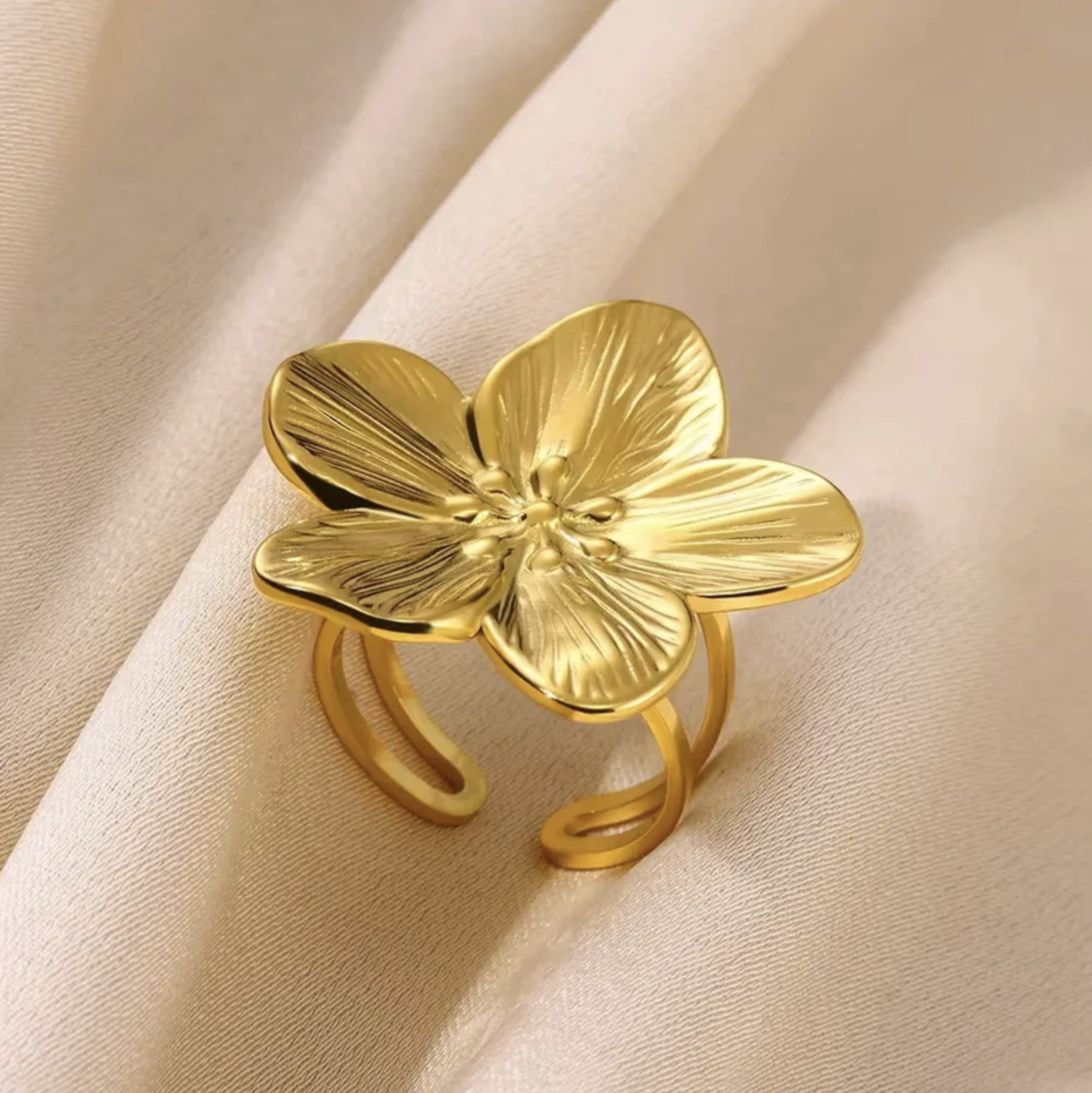 Gold Flower Adjustable Ring