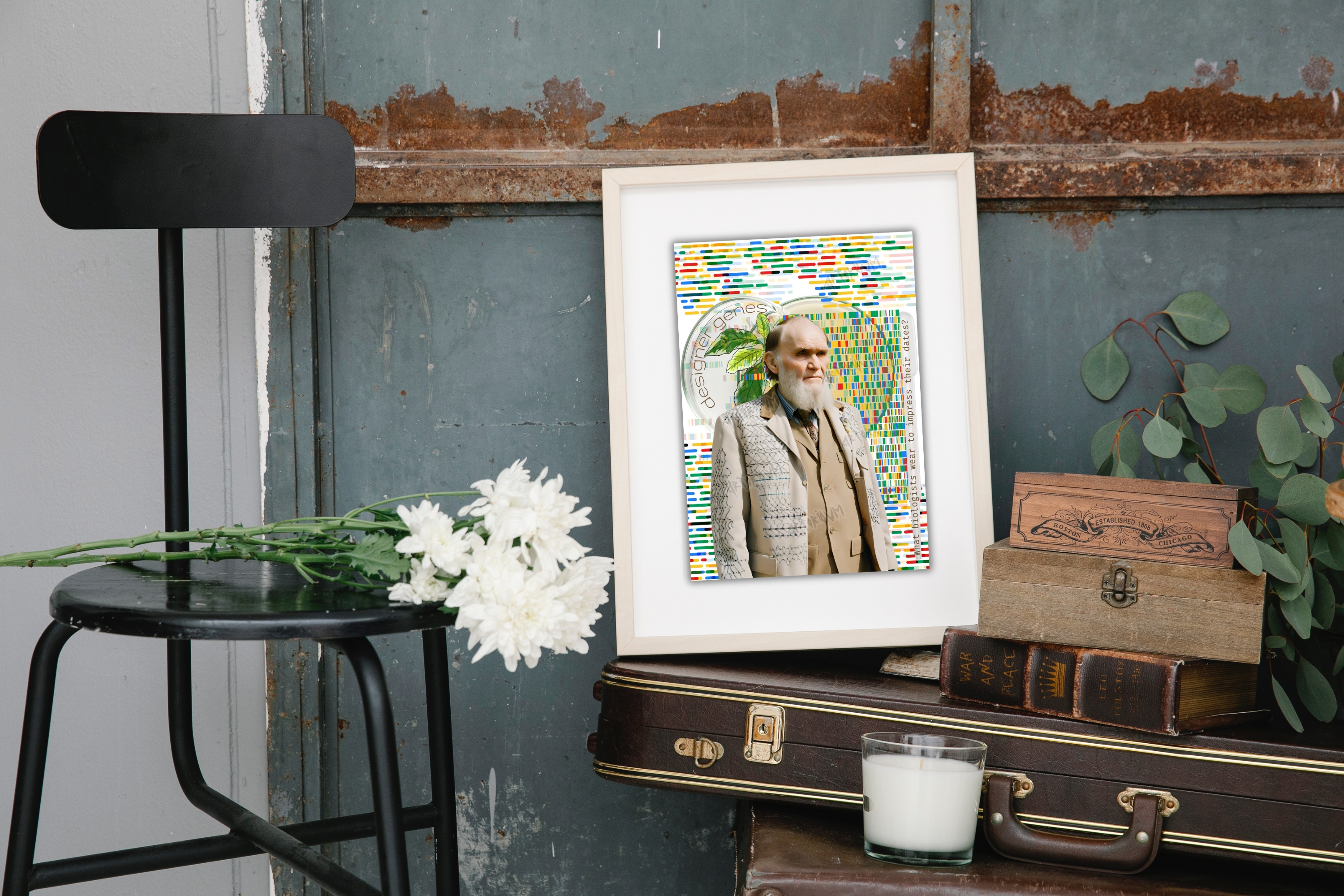 Science pun about Genetics and Darwin funny wall art print