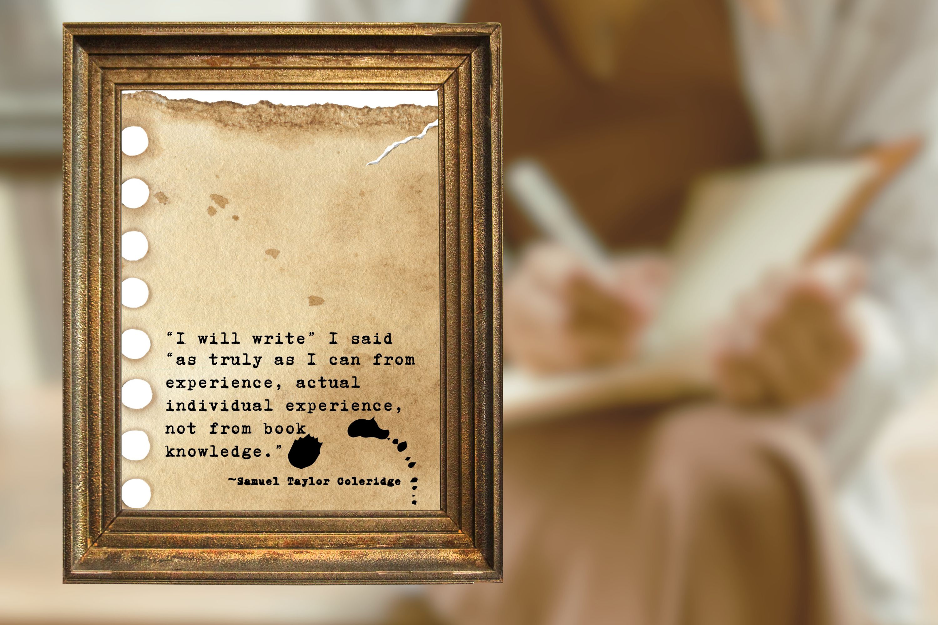 Coleridge Writing Quote Print: Rustic Vintage Typewriter Font