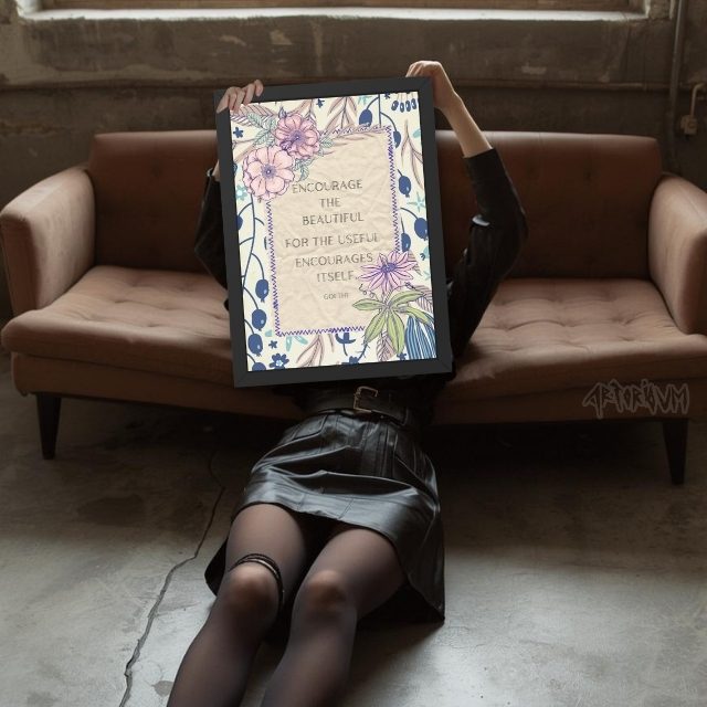 Goethe Quote Print: Linen look Collage, Country Home Decor