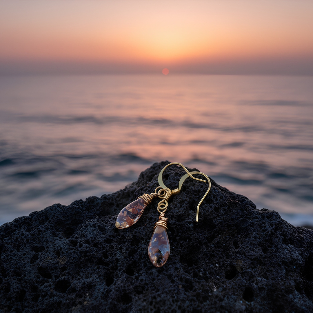 Golden rain teardrop dangle earrings 