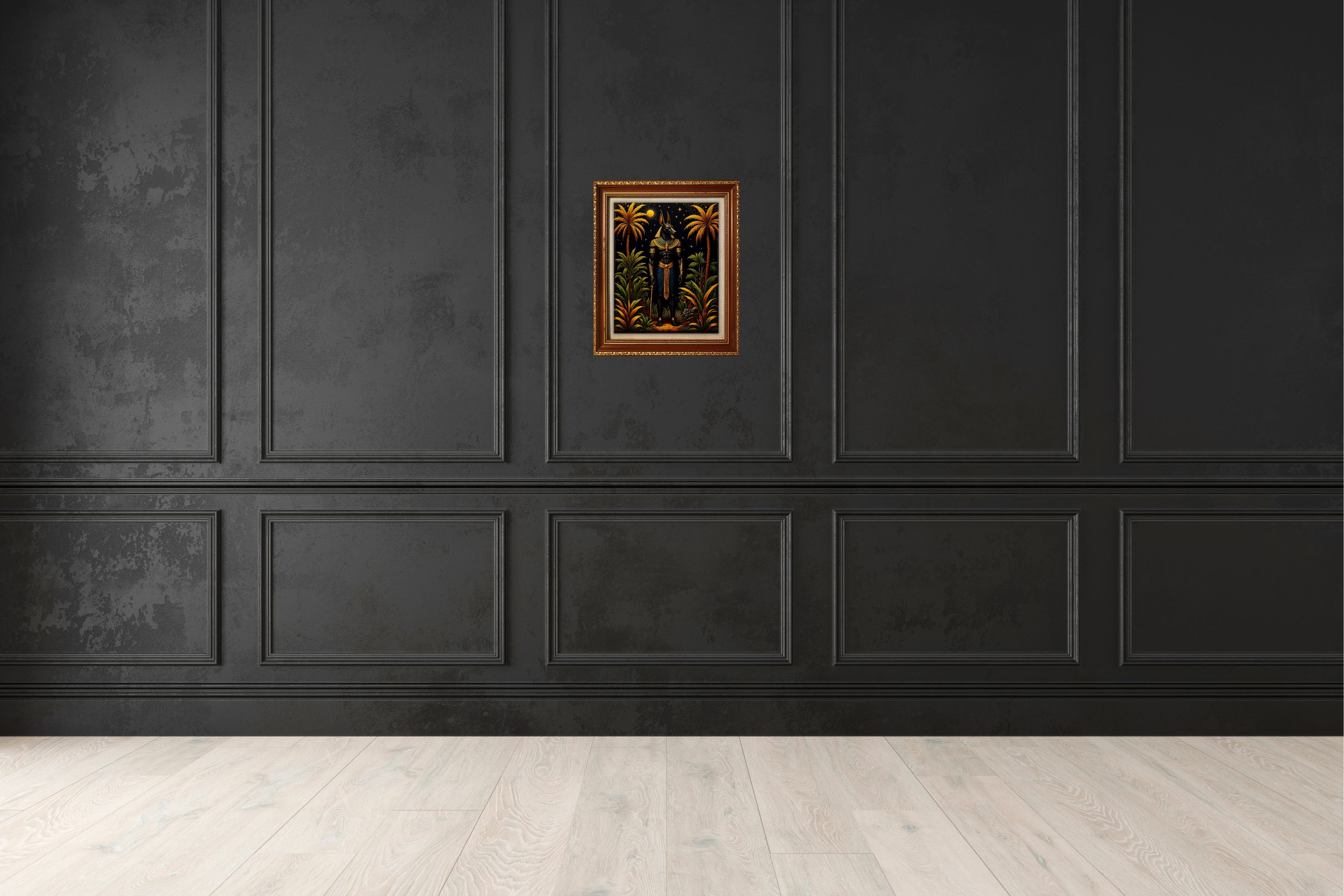 Anubis Art Print: Egyptian God, Tropical Night Sky