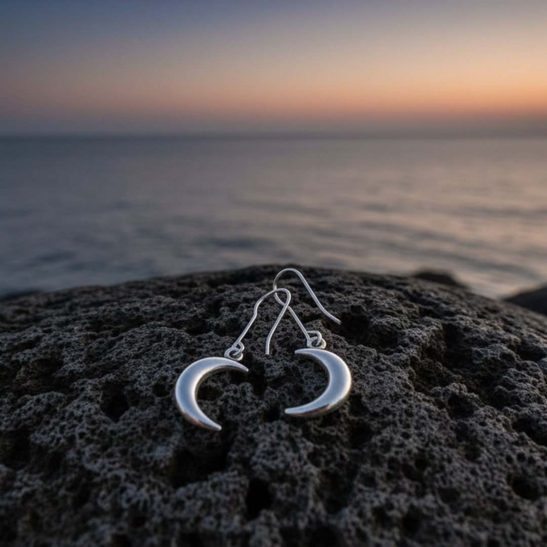 simple crescent moon dangle earrings