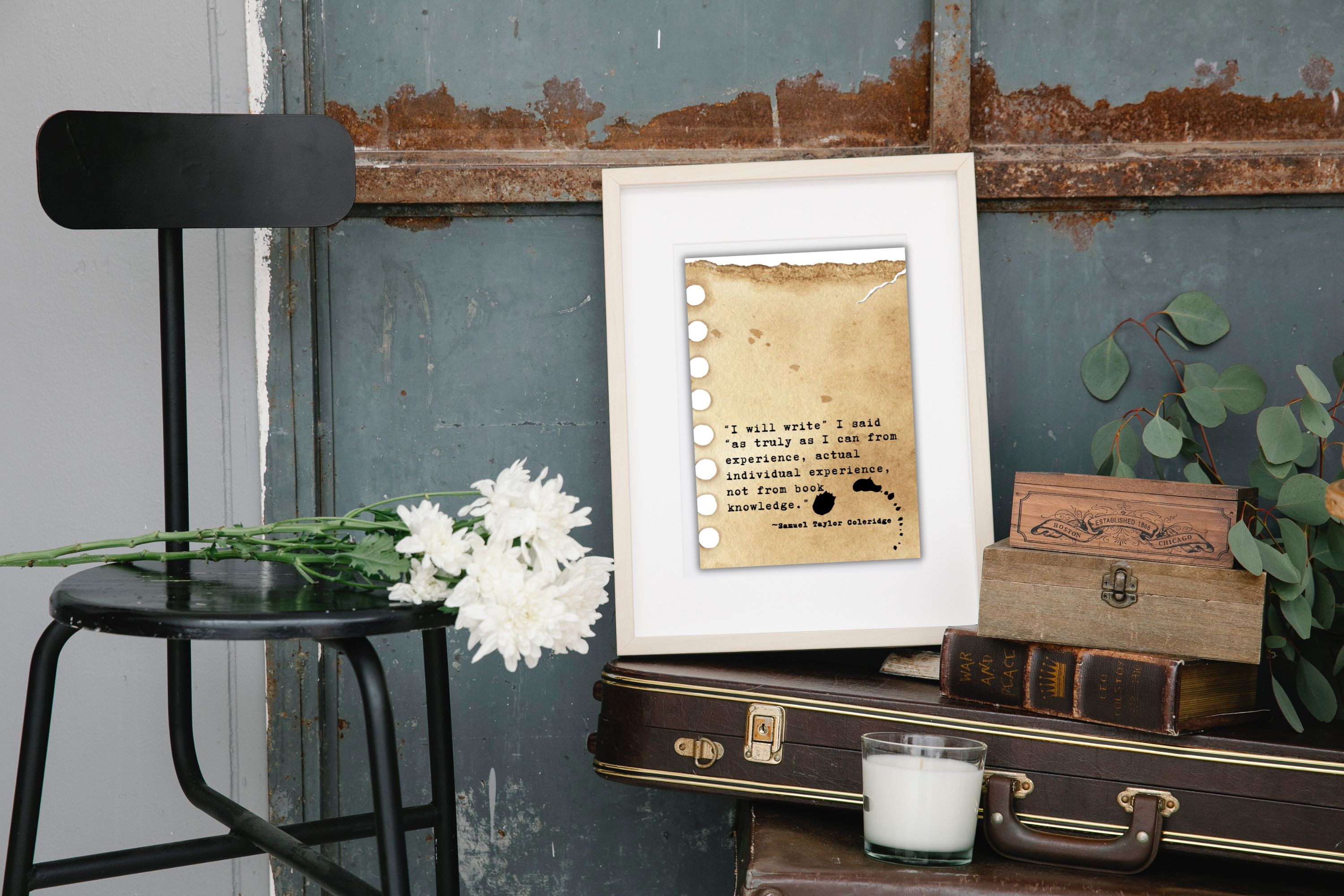 Coleridge Writing Quote Print: Rustic Vintage Typewriter Font