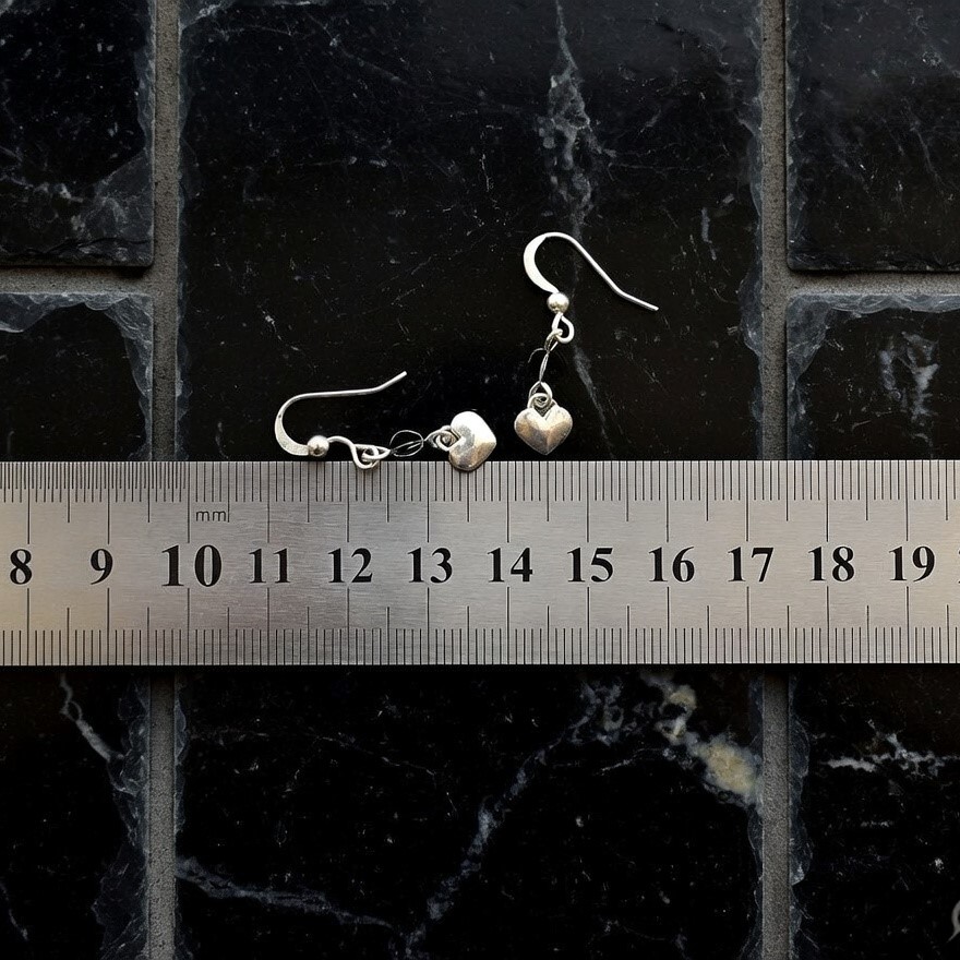 dangle earrings - dainty, lightweight silver heart with  inspirational card