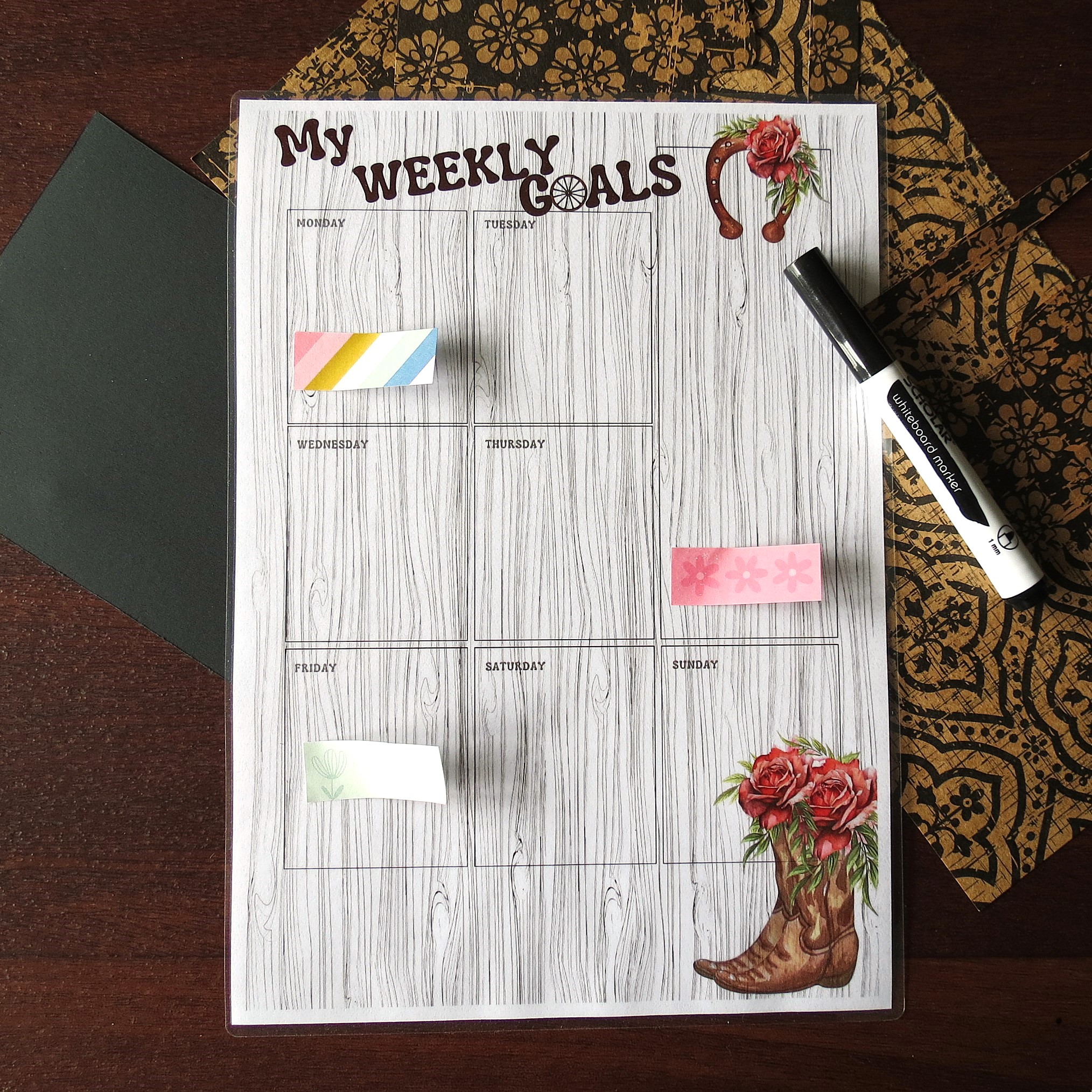 weekly planner country themed laminated for easier task organization 
