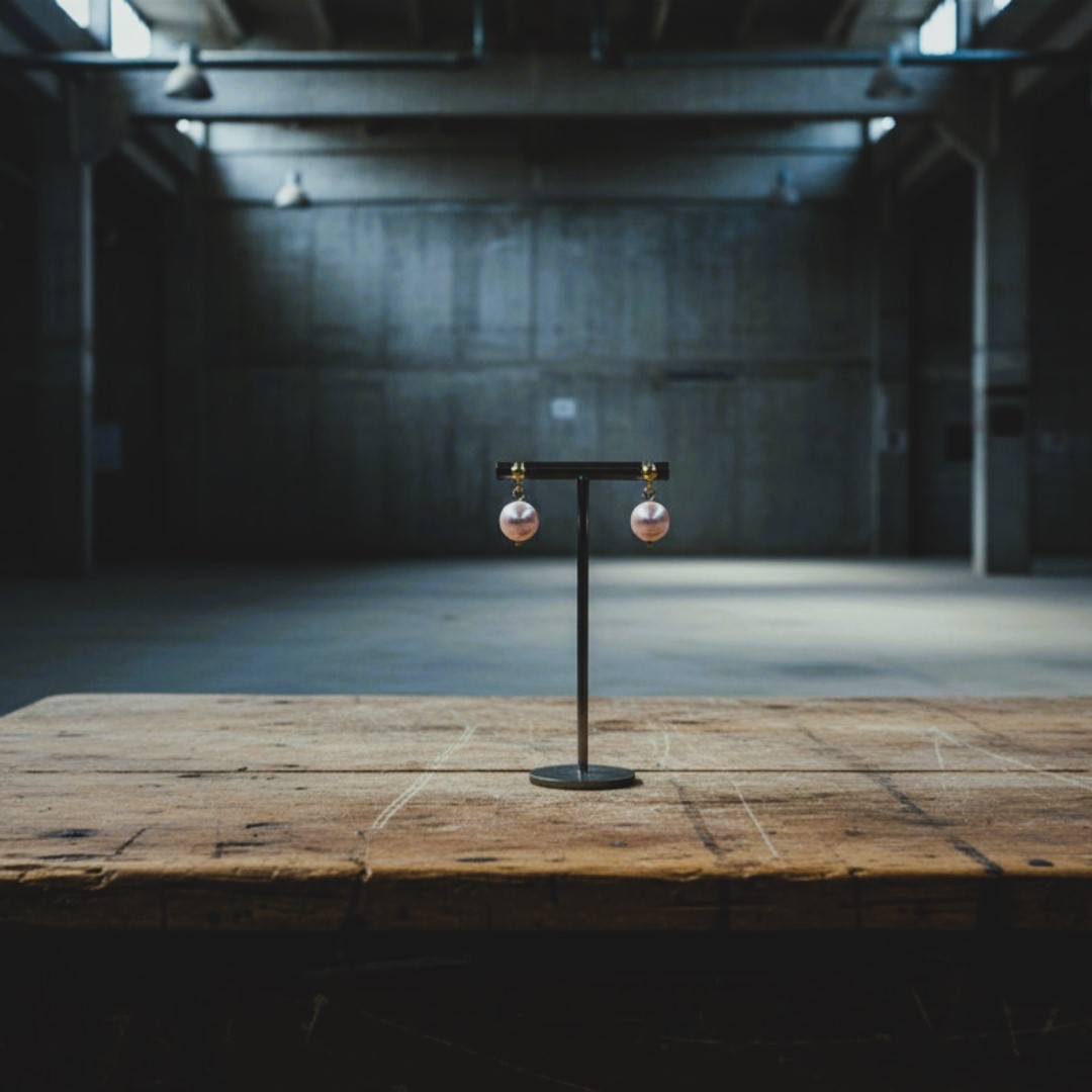 Drop earrings - simple pink glass pearl