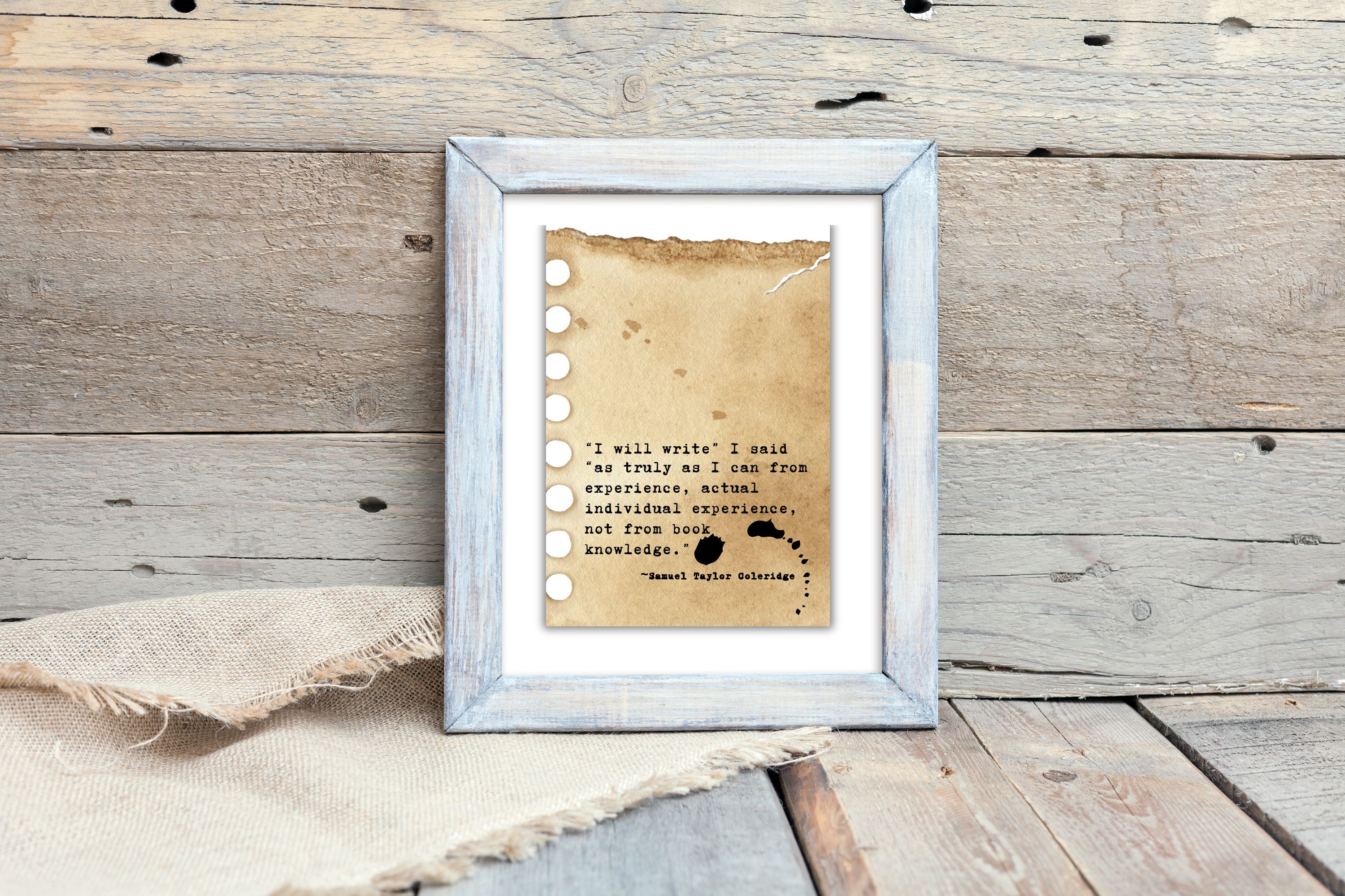 Coleridge Writing Quote Print: Rustic Vintage Typewriter Font