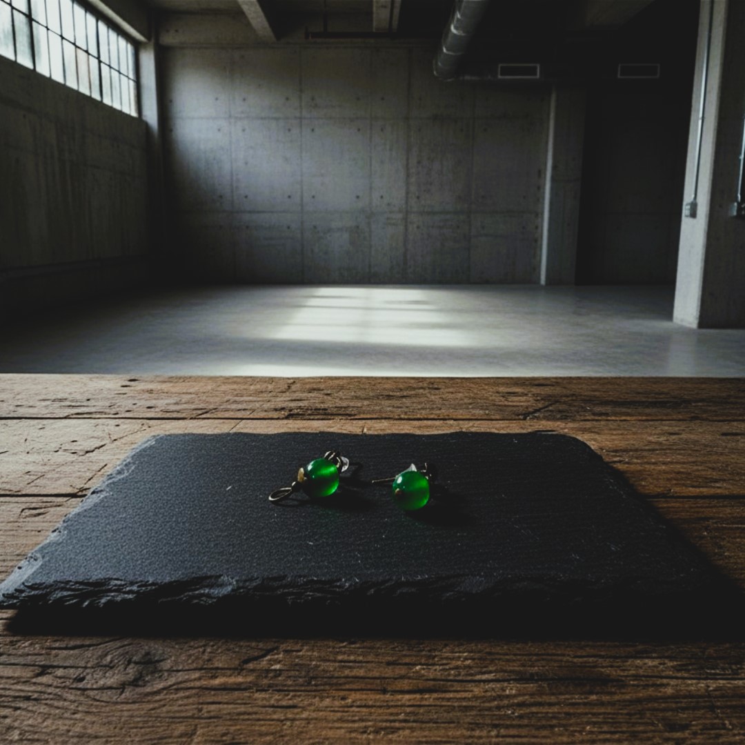 Green cats eye dangle earrings