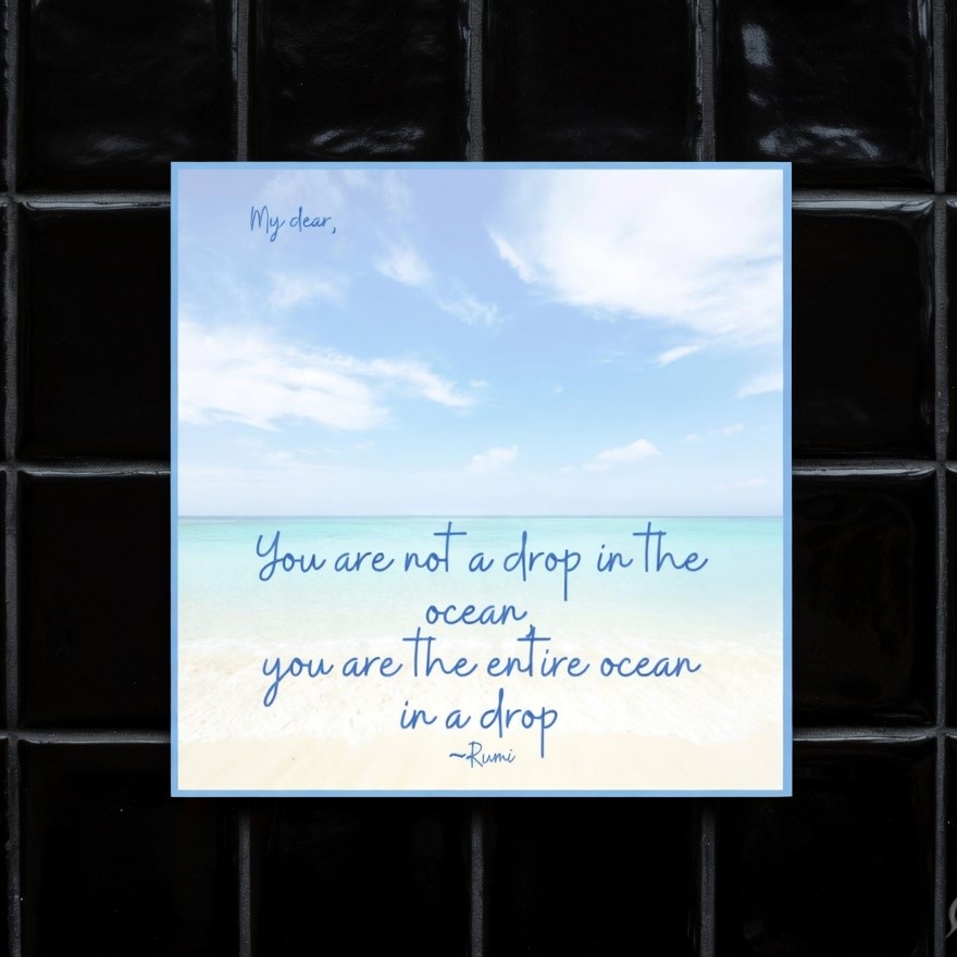 Blue crystal dangle earrings with romantic card