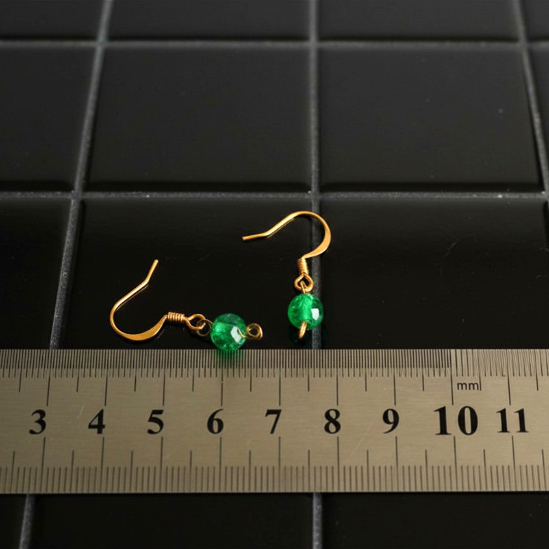 Green crushed glass bead drop earrings