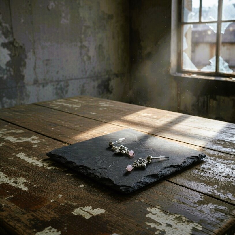 cherry blossom charm earrings with inspirational card