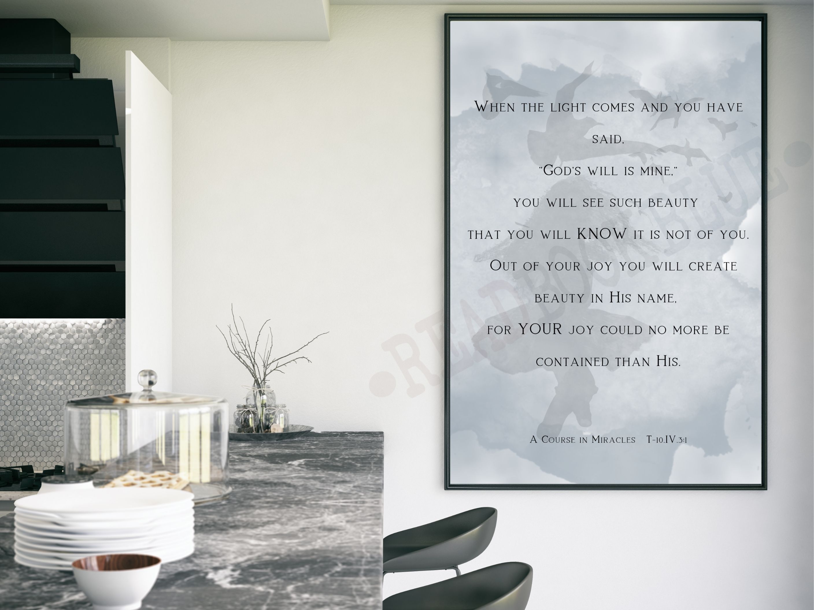 Spiritual quote prints - God's will is mine - A course in miracles