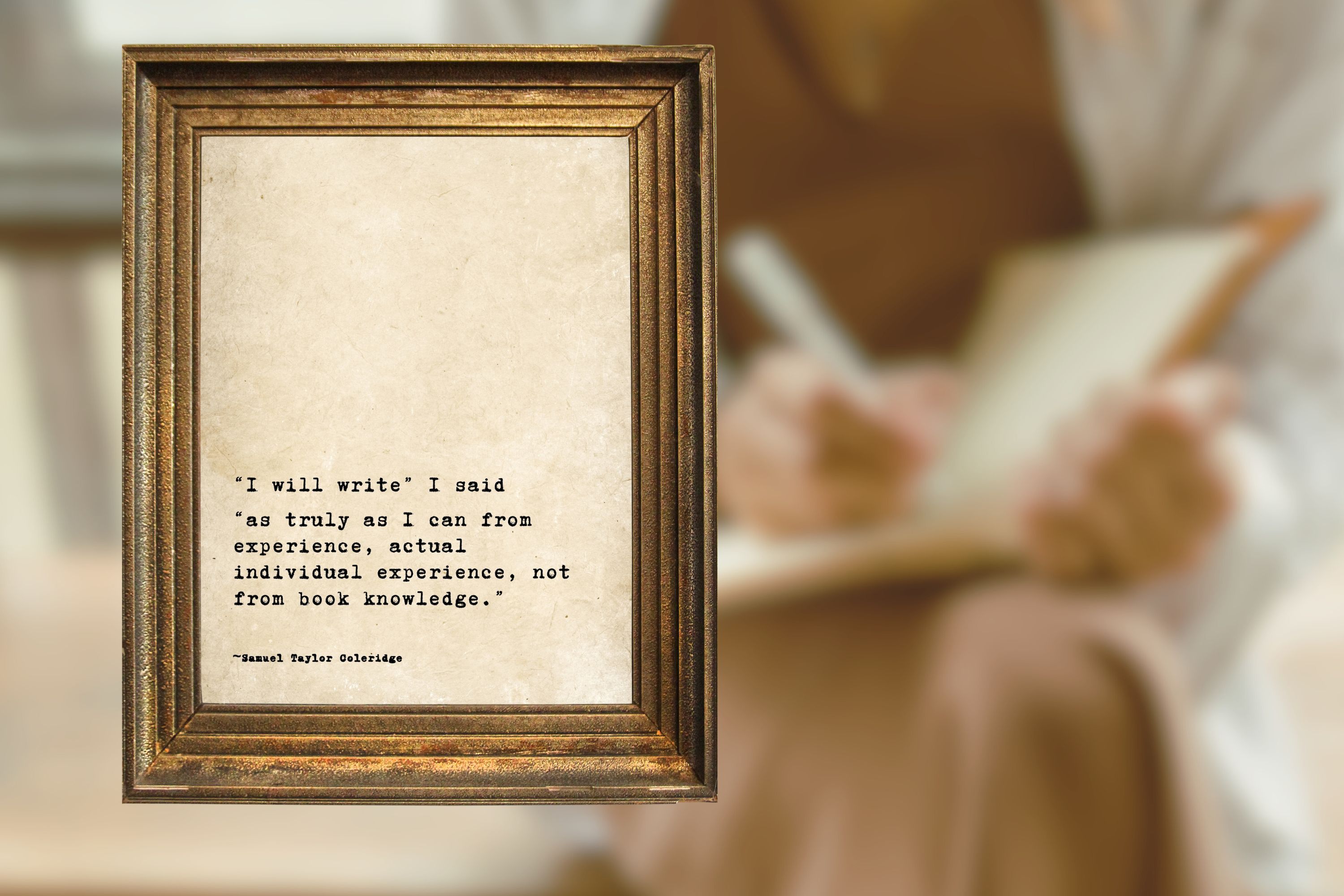 Coleridge Writing Quote Print: Vintage Typewriter Font, Antique Paper