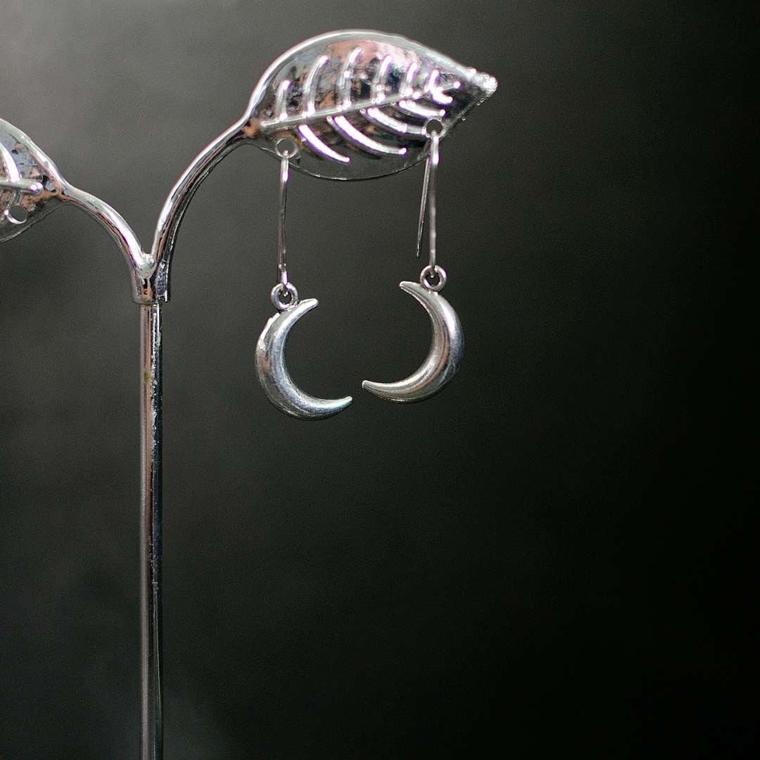 simple crescent moon dangle earrings