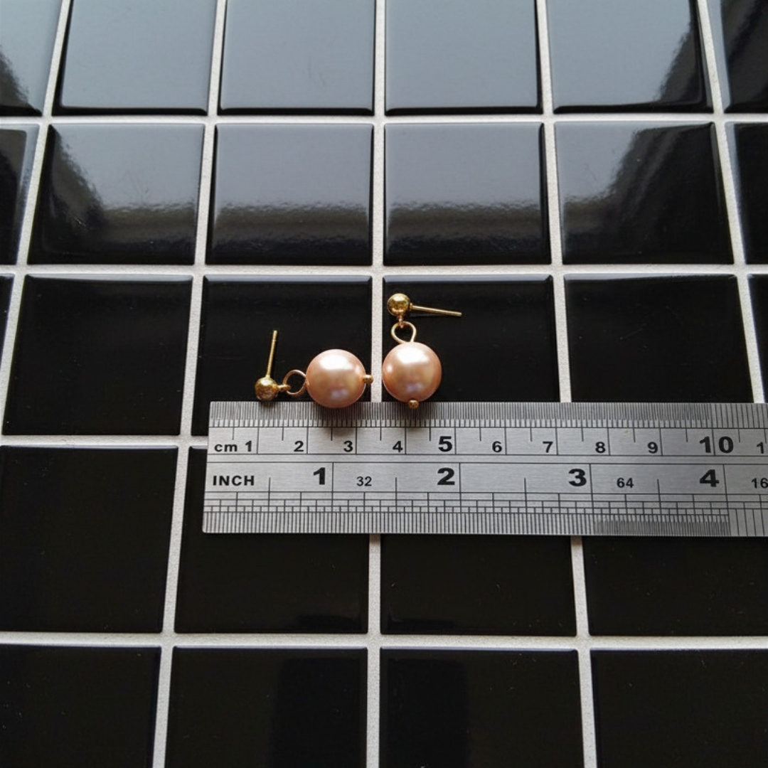 Drop earrings - simple pink glass pearl