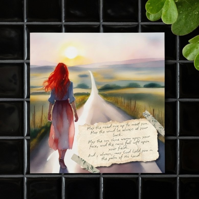 Irish blessing green teardrop dangle earrings with inspirational card