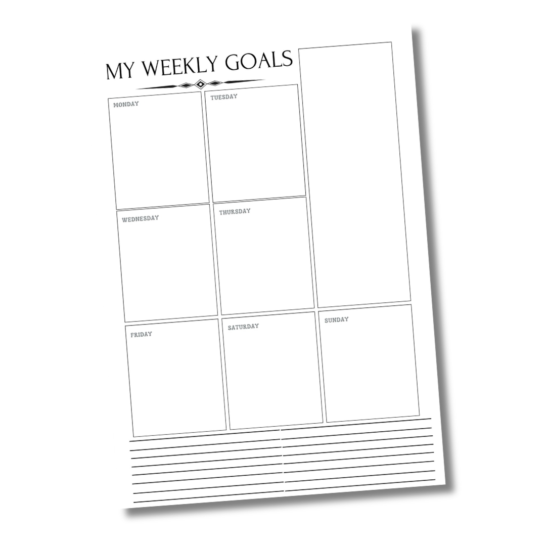 Weekly Goal planner laminated for easier calander organising
