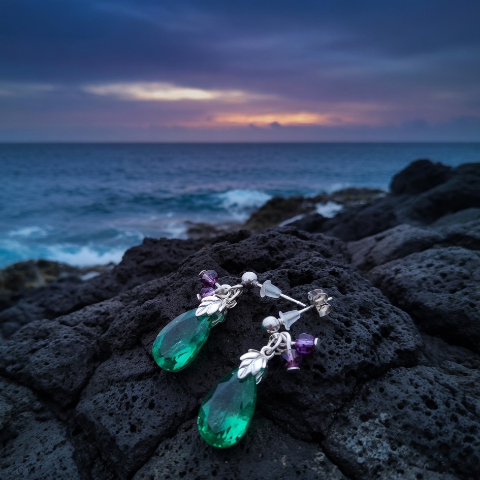 dangle earrings - green teardrop  studs  - Inspirational jewellery - Irish blessing